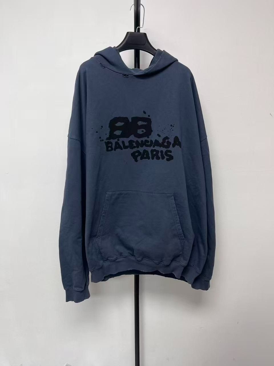 Balenciaga Balenciaga BB Logo Printed Hoodie Blue Size M Size US M / EU 48-50 / 2 - 2 Thumbnail
