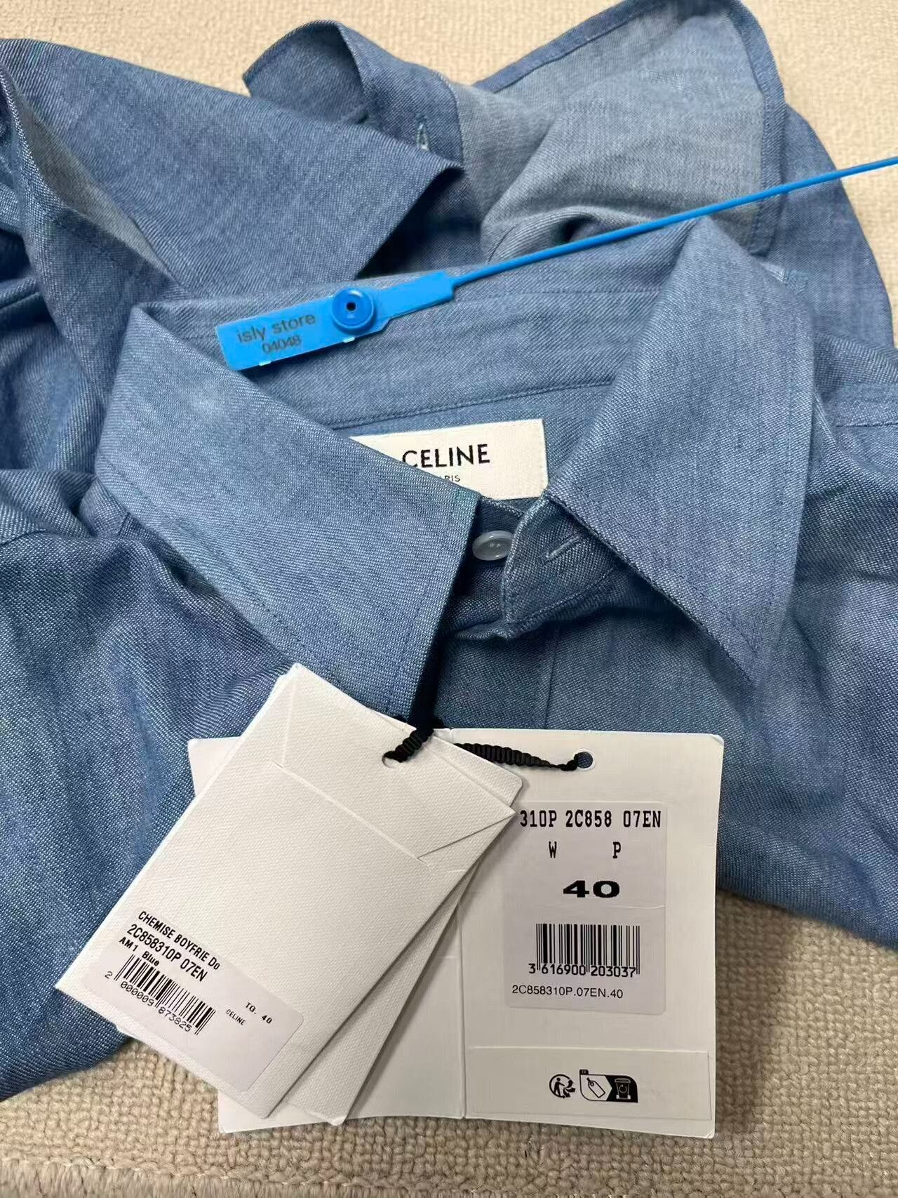 Celine Celine Embroidered Logo 3/4 Sleeve Shirt FR 40 Size M / US 6-8 / IT 42-44 - 6 Thumbnail