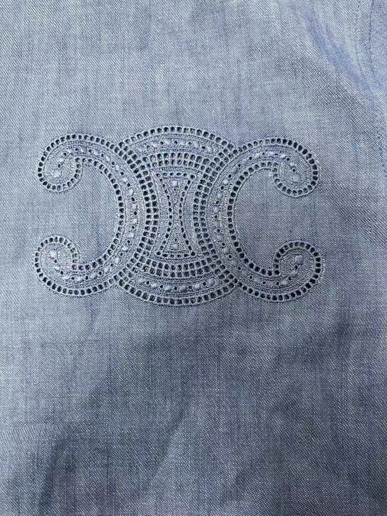 Celine Celine Embroidered Logo 3/4 Sleeve Shirt FR 40 Size M / US 6-8 / IT 42-44 - 4 Thumbnail