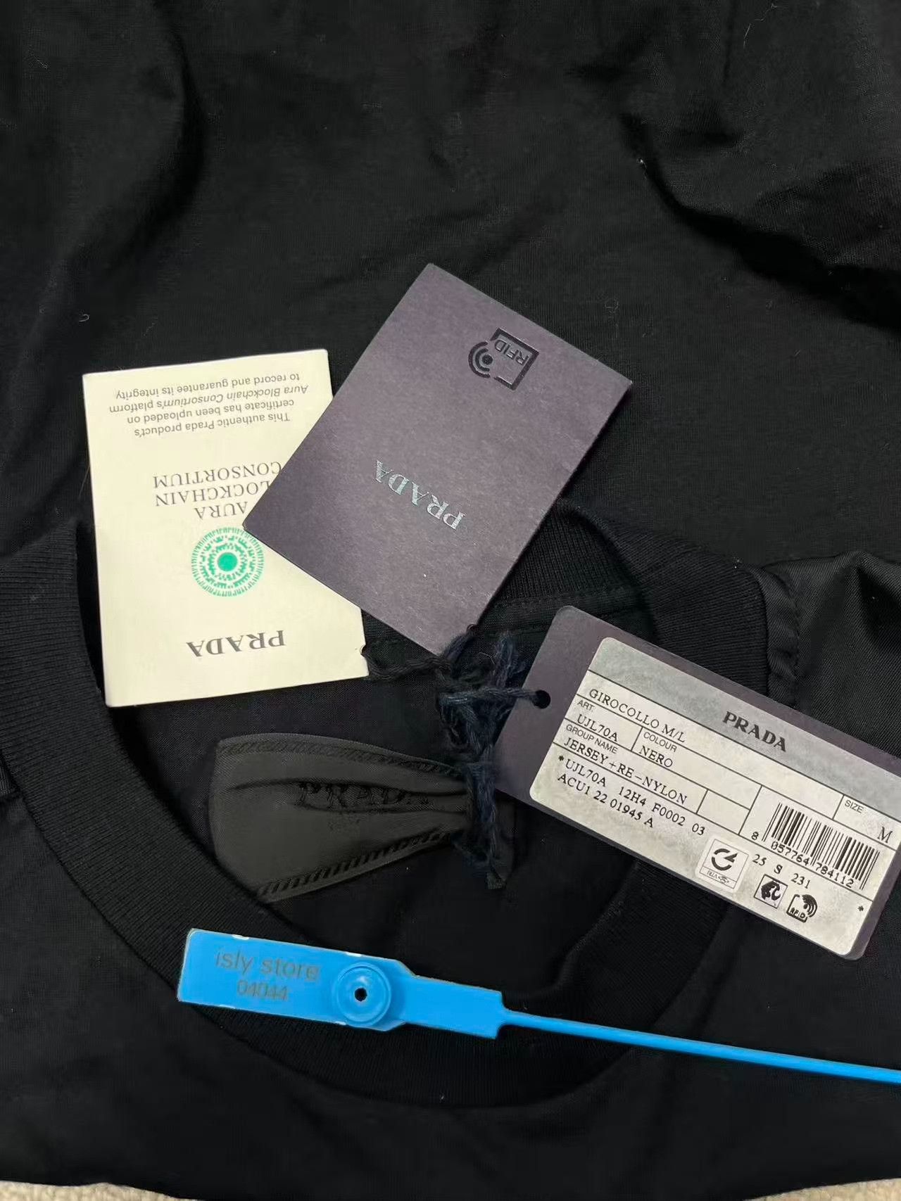 Prada Prada Studded Triangle Logo Long Sleeve T-Shirt Size M Size US M / EU 48-50 / 2 - 6 Thumbnail
