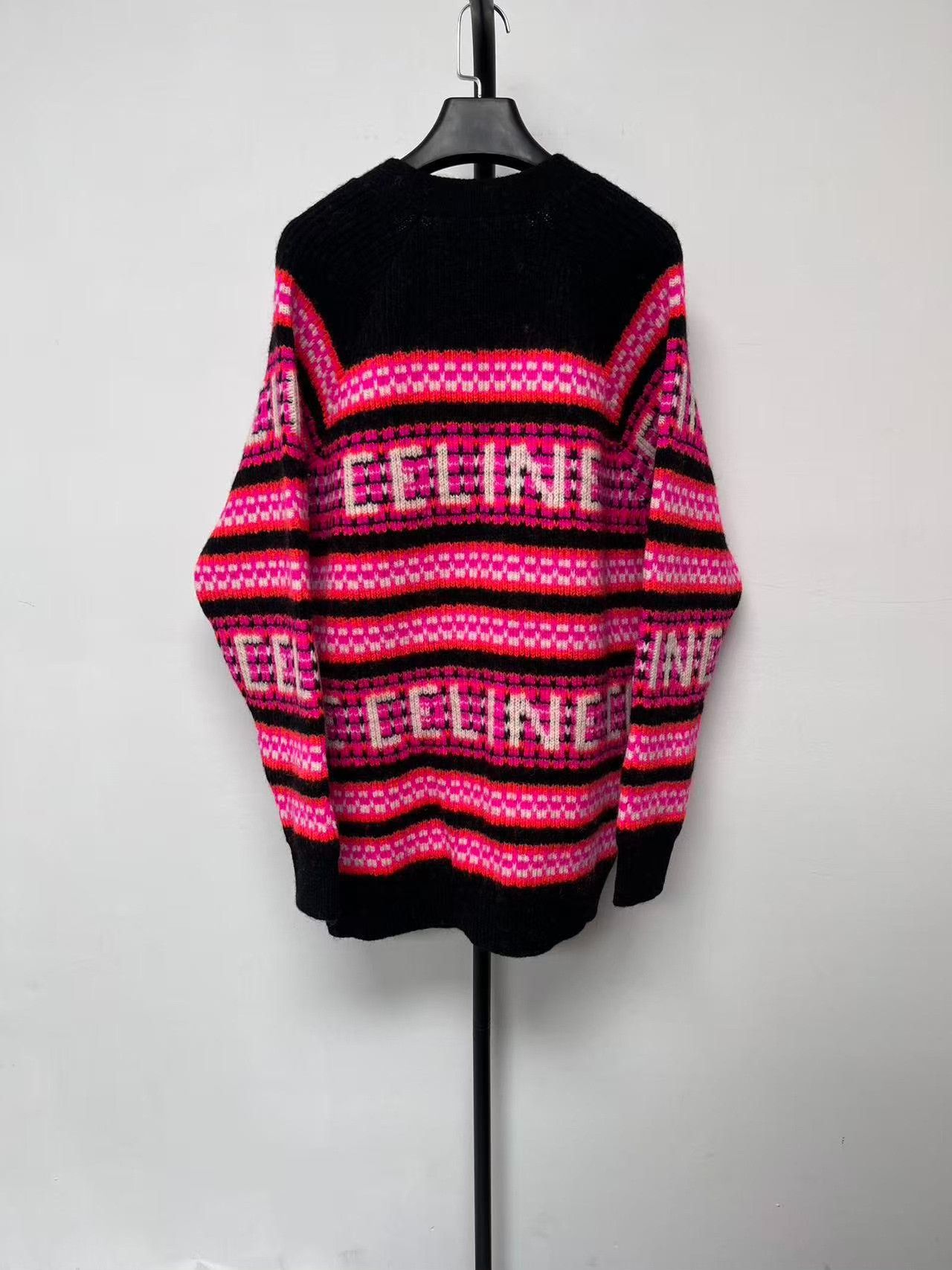Celine CELINE Logo Jacquard Striped Wool Cardigan S Size US S / EU 44-46 / 1 - 3 Thumbnail