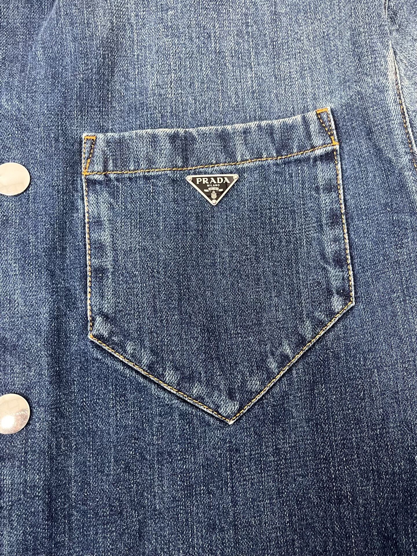 Prada Prada Denim Short Sleeve Snap Button Shirt S Size US S / EU 44-46 / 1 - 4 Thumbnail