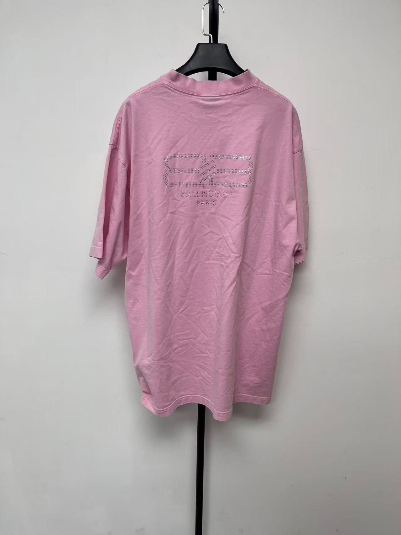 Balenciaga Balenciaga Rhinestone Logo Pink T-Shirt L Size US L / EU 52-54 / 3 - 2 Thumbnail