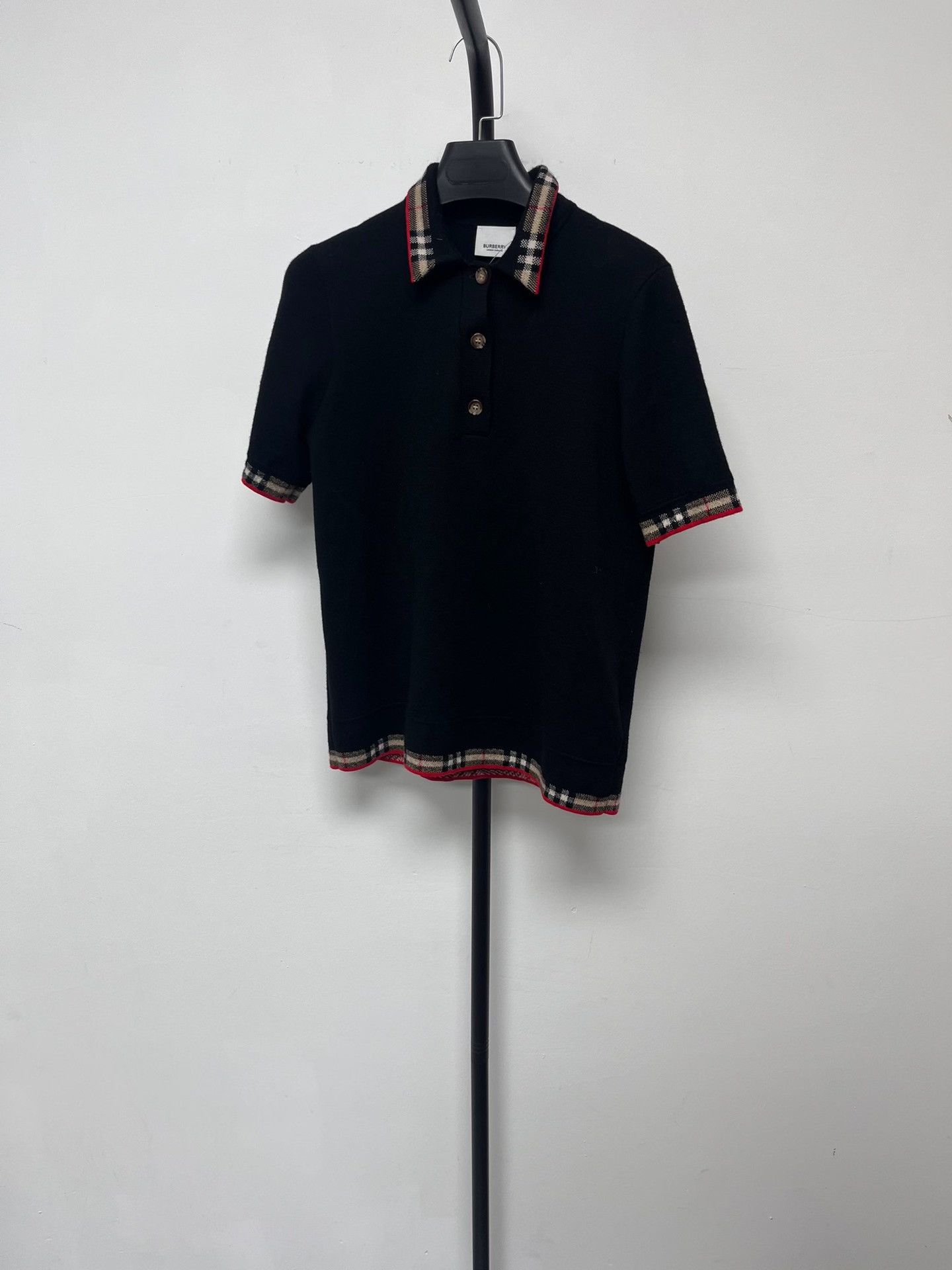 Burberry Burberry Check Trim Merino Wool Polo Size M Size M / US 6-8 / IT 42-44 - 2 Thumbnail