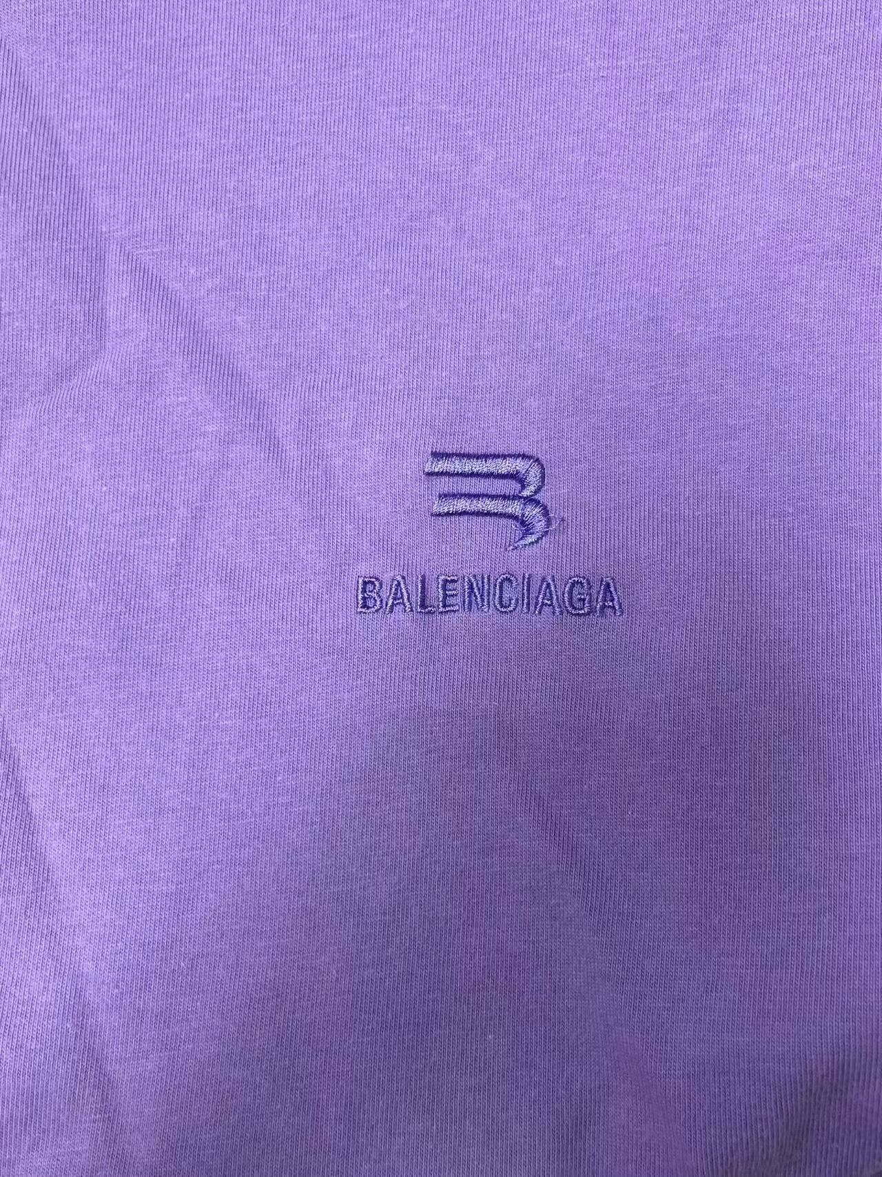 Balenciaga Balenciaga Embroidered Logo T-Shirt Purple S Size US S / EU 44-46 / 1 - 4 Thumbnail