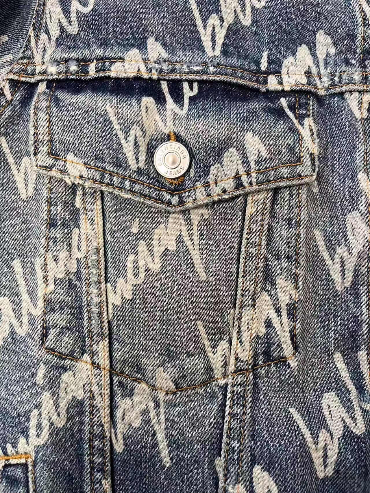 Balenciaga Balenciaga Logo Print Denim Jacket 40 Size M / US 6-8 / IT 42-44 - 4 Thumbnail