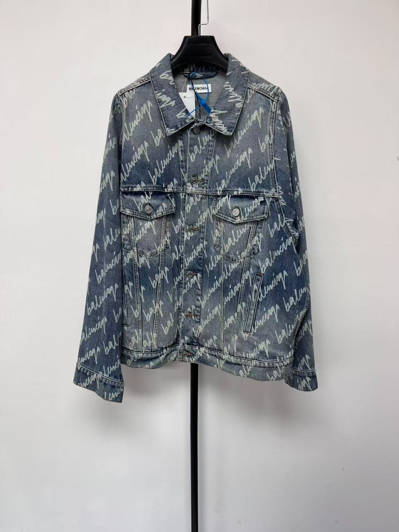 Balenciaga Balenciaga Logo Print Denim Jacket 40 Size M / US 6-8 / IT 42-44 - 2 Thumbnail