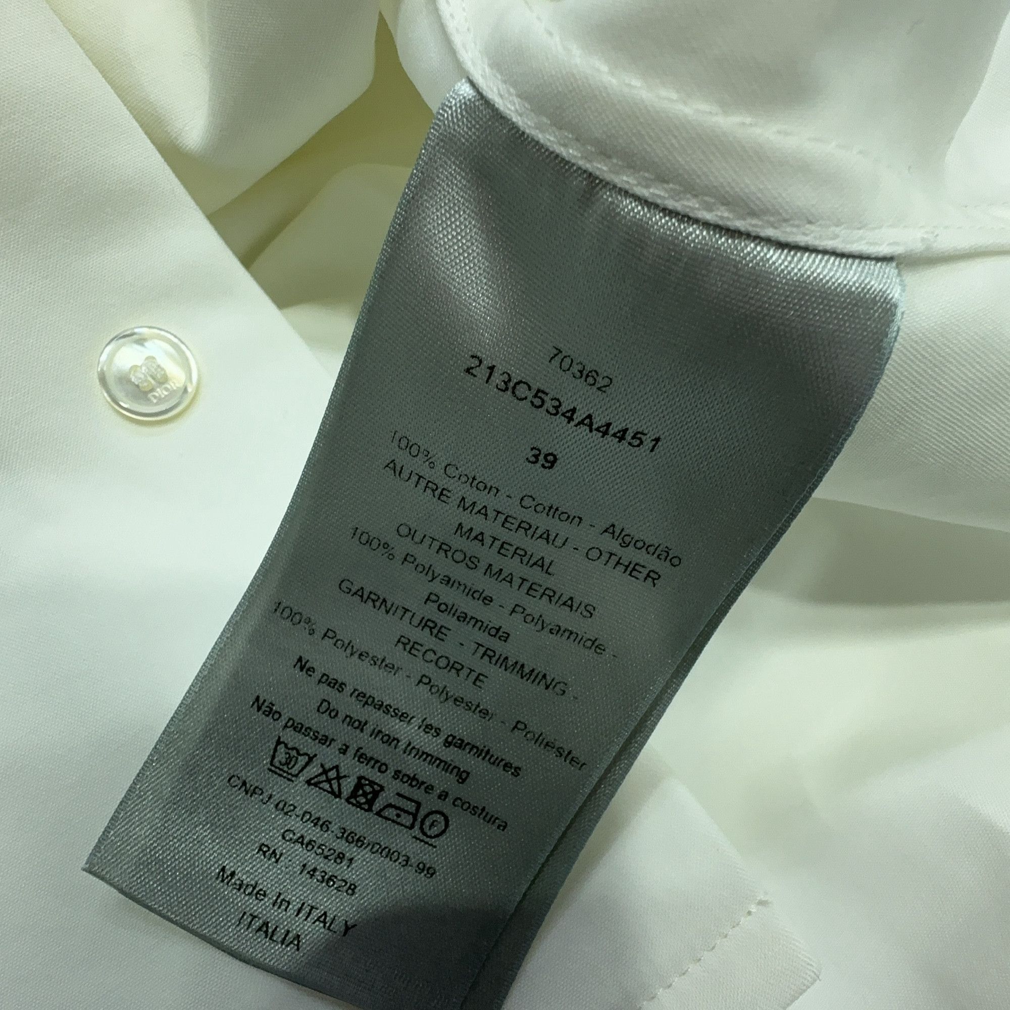 Dior Dior x sacai Contrast Patch Pocket Shirt 39 Size US M / EU 48-50 / 2 - 4 Thumbnail