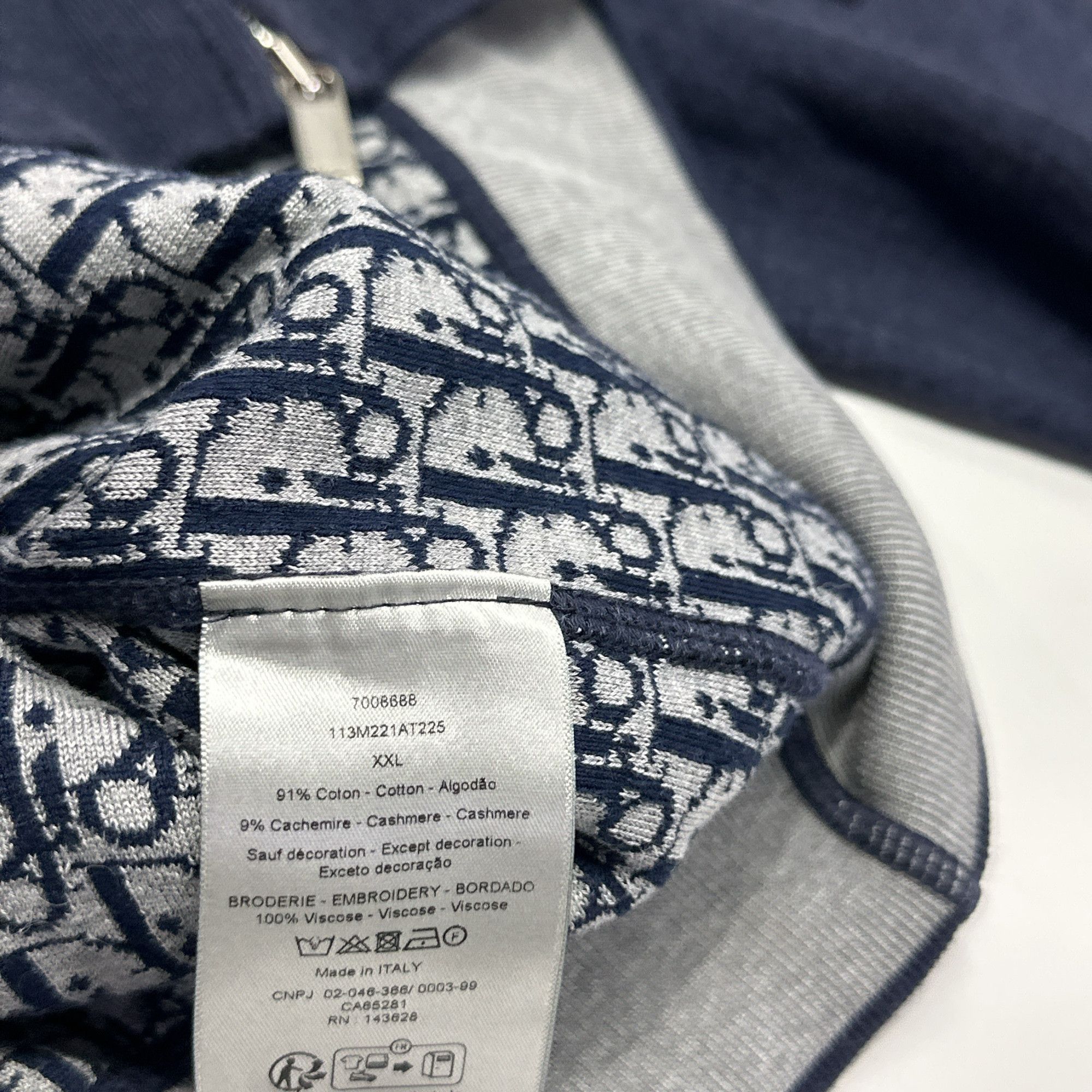 Dior Dior Oblique Lining Cotton Cashmere Zip Hoodie XXL Size US XXL / EU 58 / 5 - 4 Thumbnail