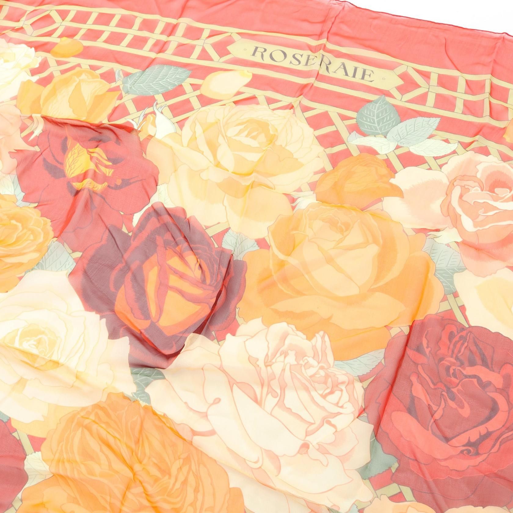 Hermes Hermes Hermes Carre140 Mousseline ROSERAIE Silk Scarf Textile Scarf DUTY FREE for USA Size ONE SIZE - 2 Thumbnail