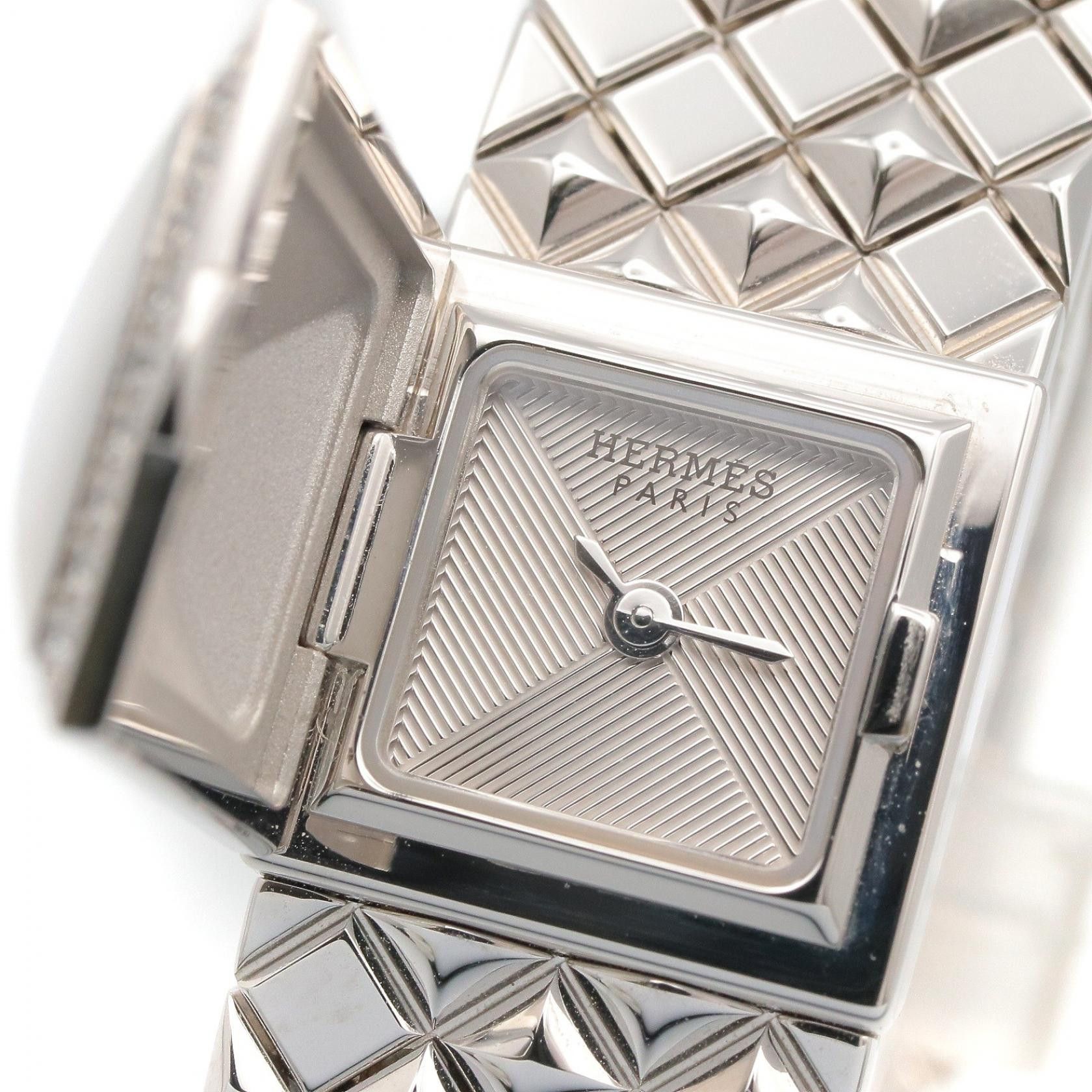 Hermes Hermes Hermes Medor Mini Au750 White Gold Diamond Watch Precious Metal Quartz ME7.192 DUTY FREE for USA Size ONE SIZE - 4 Thumbnail