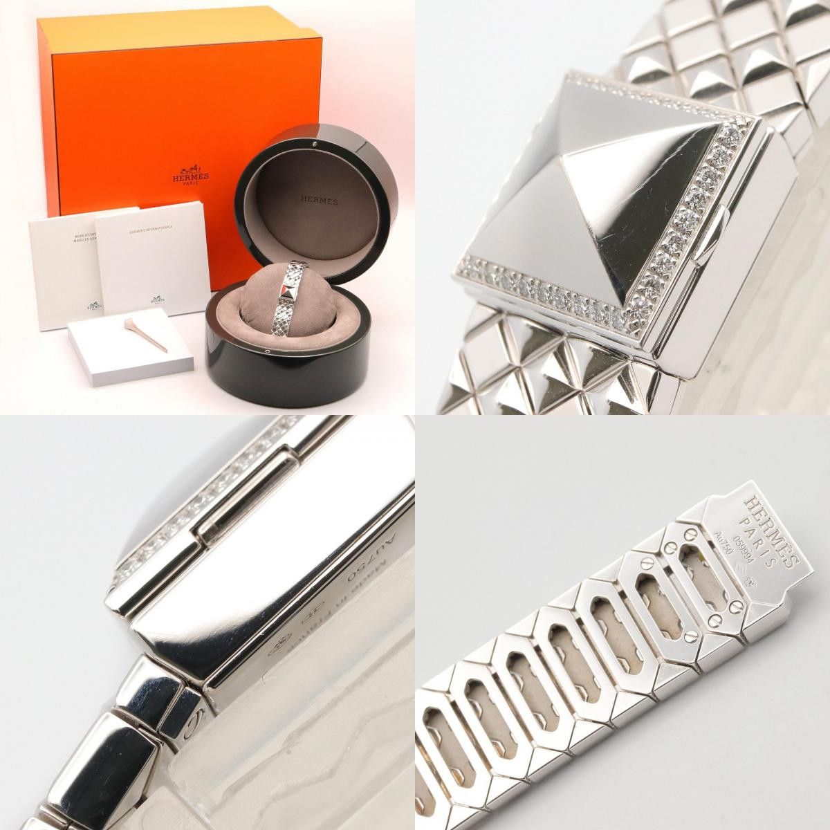 Hermes Hermes Hermes Medor Mini Au750 White Gold Diamond Watch Precious Metal Quartz ME7.192 DUTY FREE for USA Size ONE SIZE - 9 Thumbnail