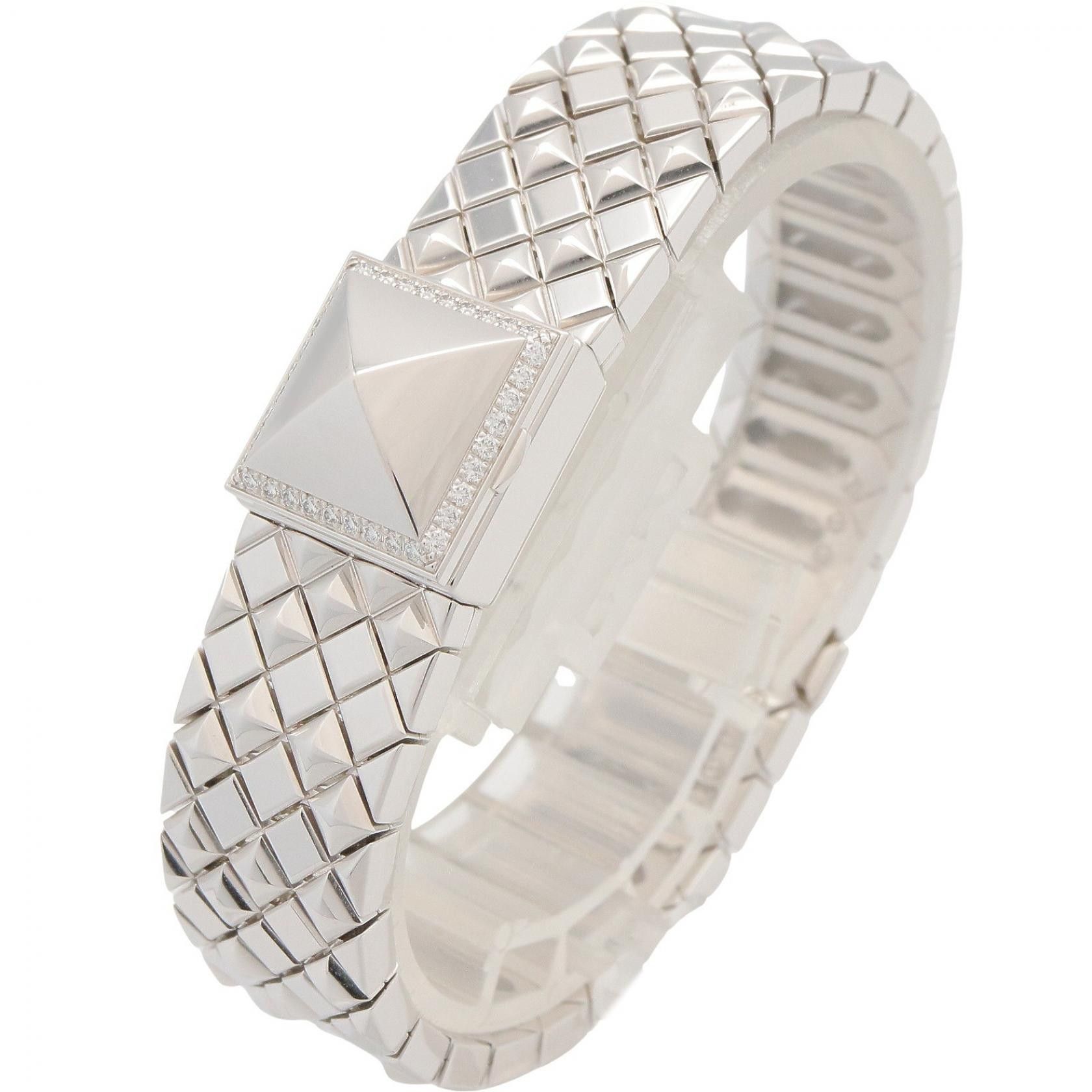 Hermes Hermes Hermes Medor Mini Au750 White Gold Diamond Watch Precious Metal Quartz ME7.192 DUTY FREE for USA Size ONE SIZE - 3 Thumbnail