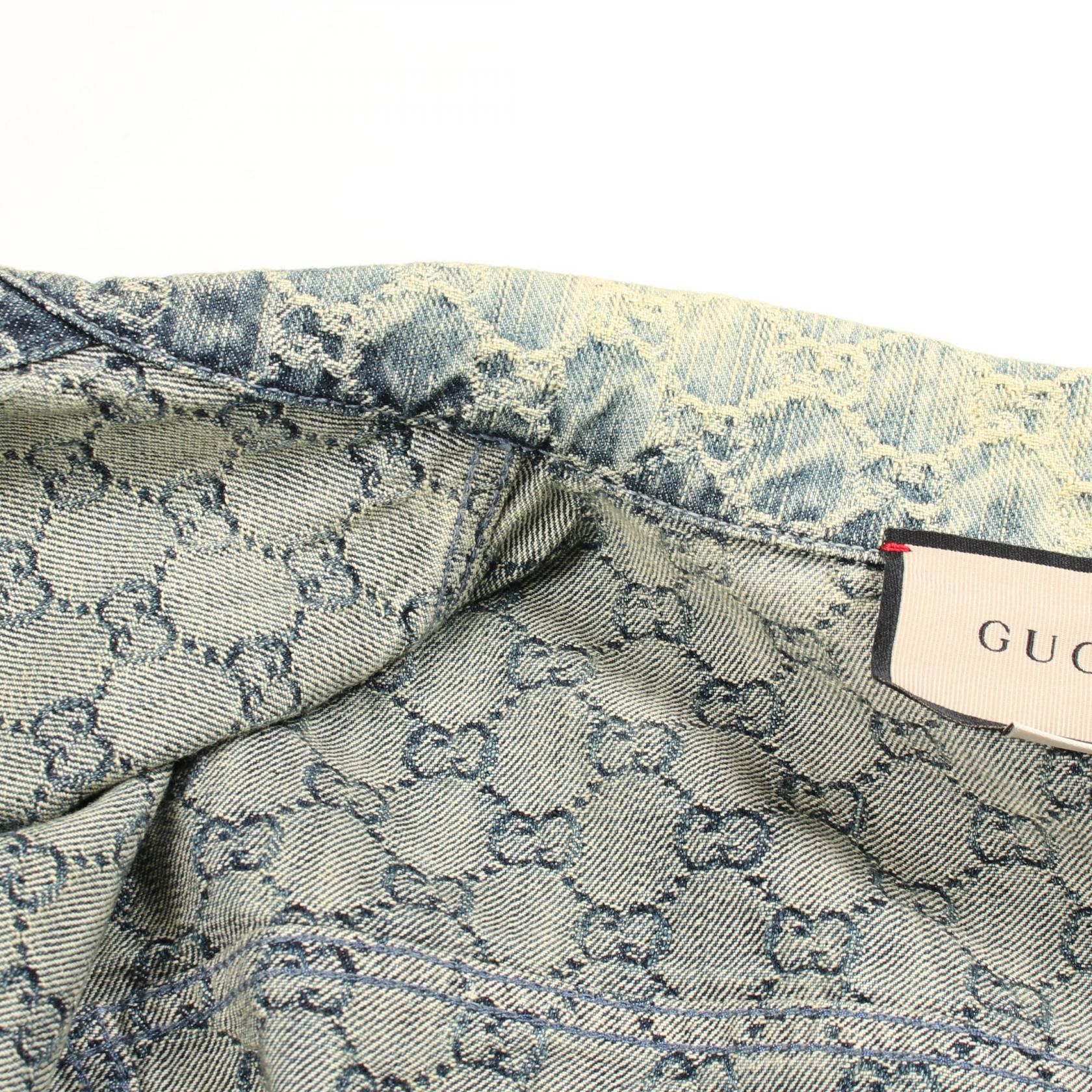 Gucci Gucci Gucci GG Jacquard Cotton Denim Jacket Textile Outerwear DUTY FREE for USA Size ONE SIZE - 8 Thumbnail