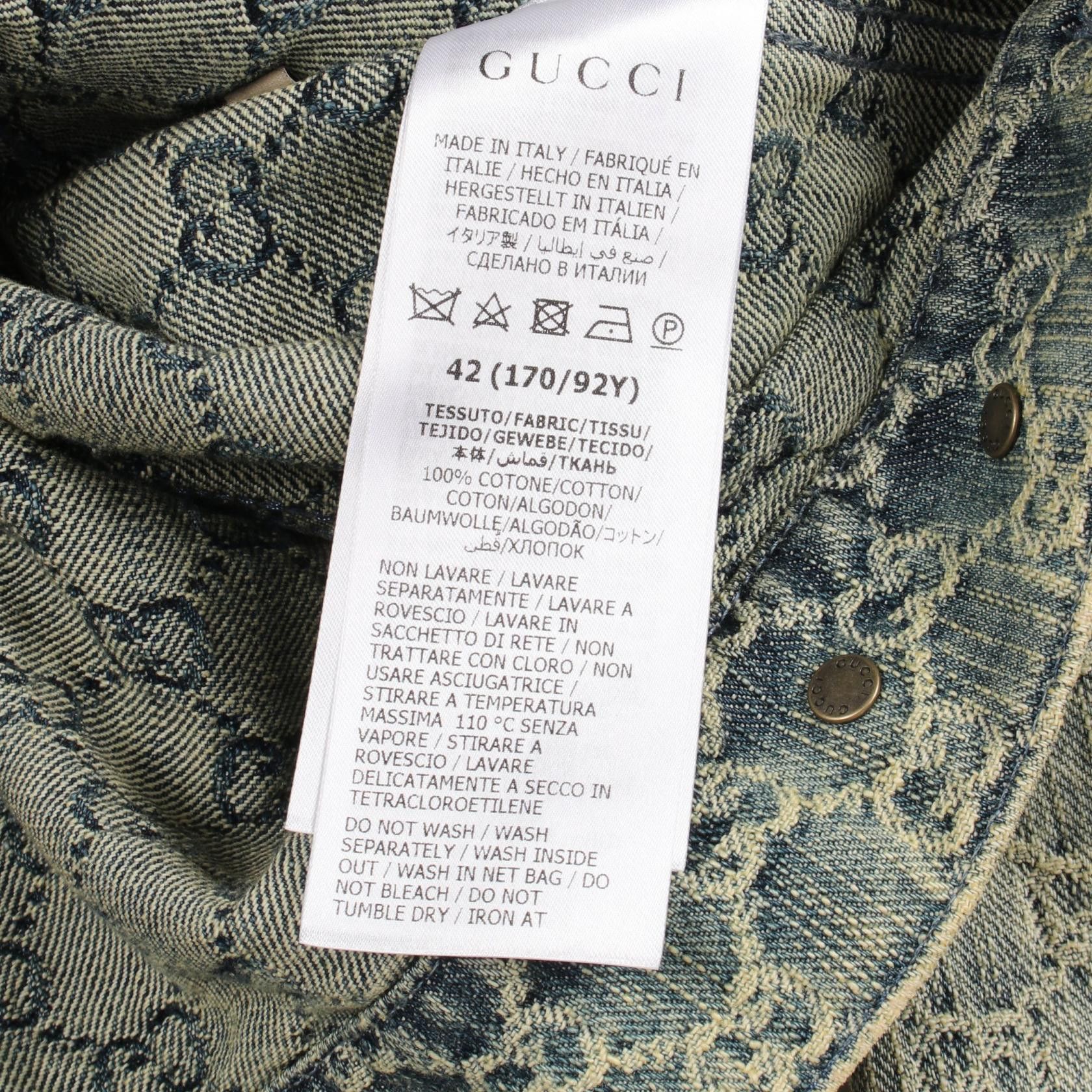 Gucci Gucci Gucci GG Jacquard Cotton Denim Jacket Textile Outerwear DUTY FREE for USA Size ONE SIZE - 5 Thumbnail