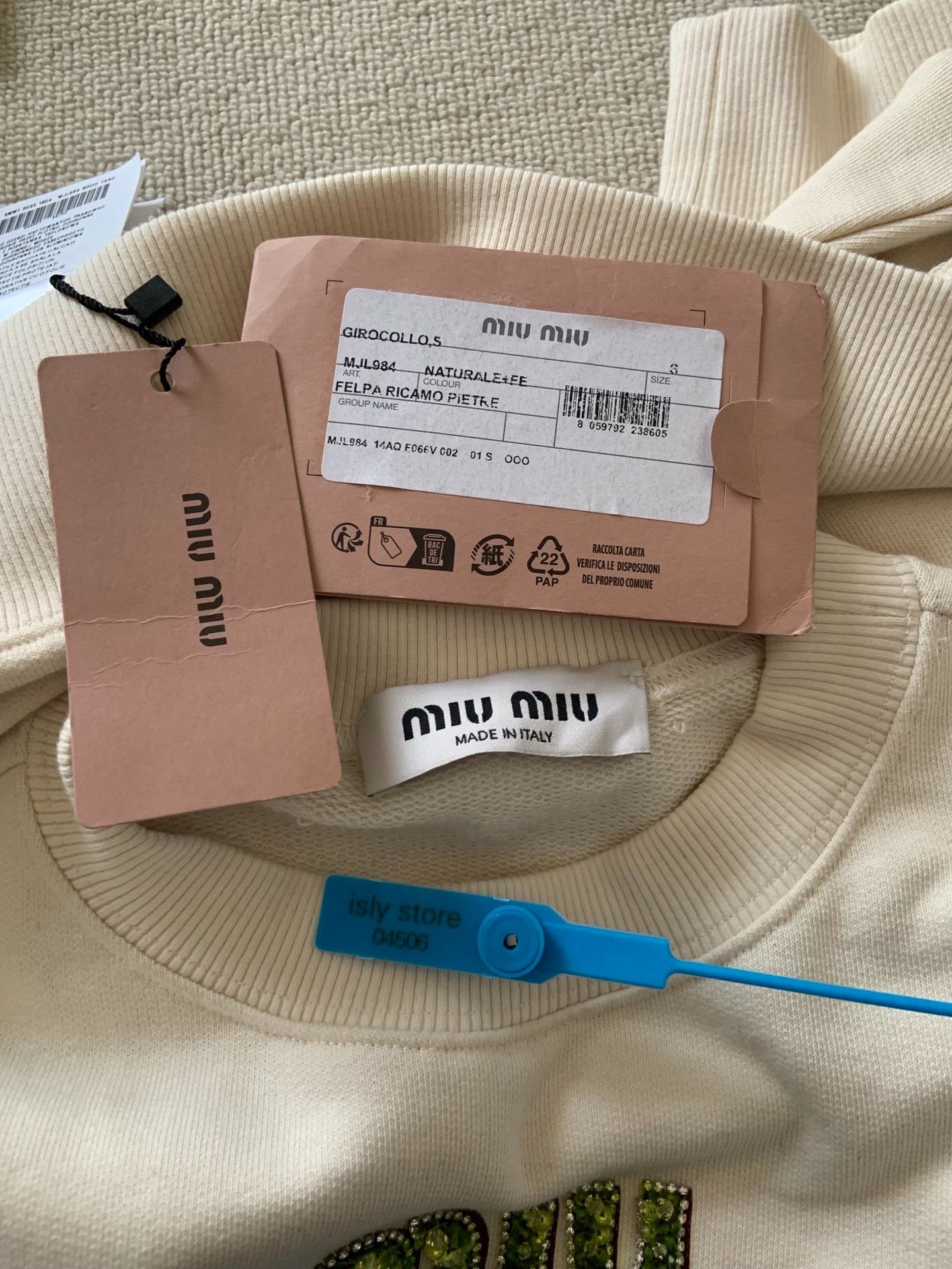 Miu Miu Miu Miu Beaded Logo Sweatshirt Size S Size S / US 4 / IT 40 - 6 Thumbnail