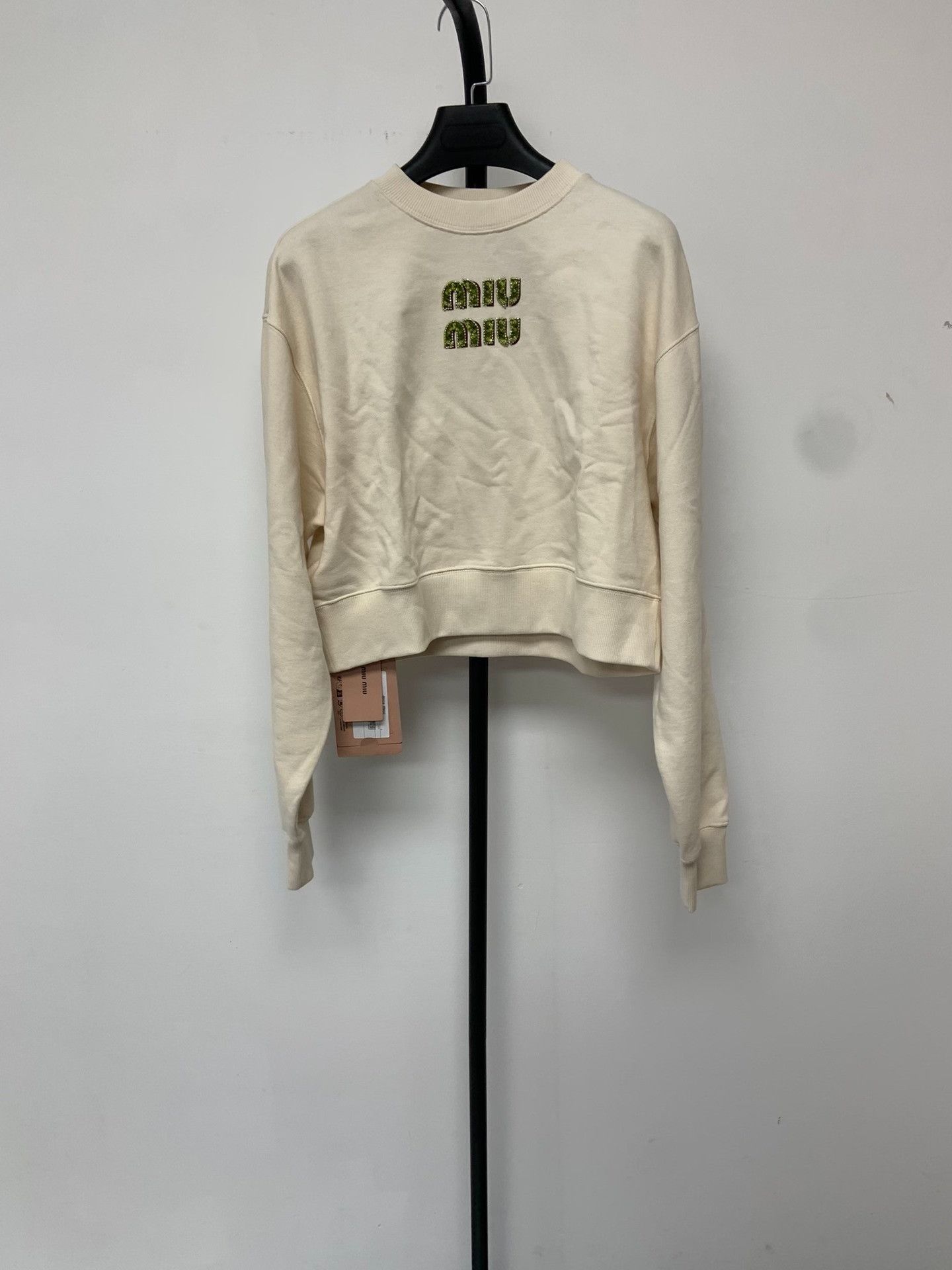 Miu Miu Miu Miu Beaded Logo Sweatshirt Size S Size S / US 4 / IT 40 - 2 Thumbnail