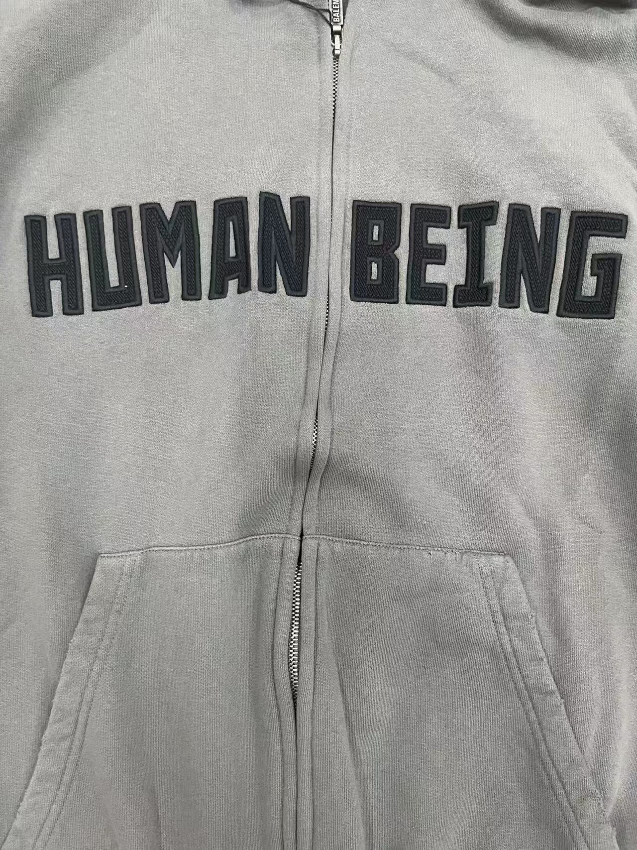 Balenciaga Balenciaga Human Being Zip Hoodie Gray XL Size US XL / EU 56 / 4 - 4 Thumbnail