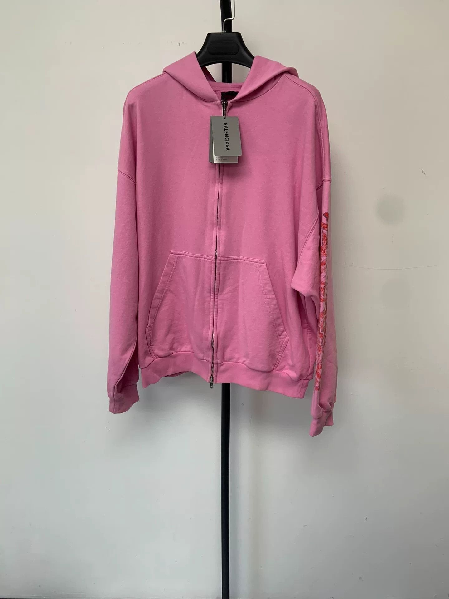 Balenciaga Balenciaga Pink Flame Graphic Zip-Up Hoodie S Size US S / EU 44-46 / 1 - 3 Thumbnail