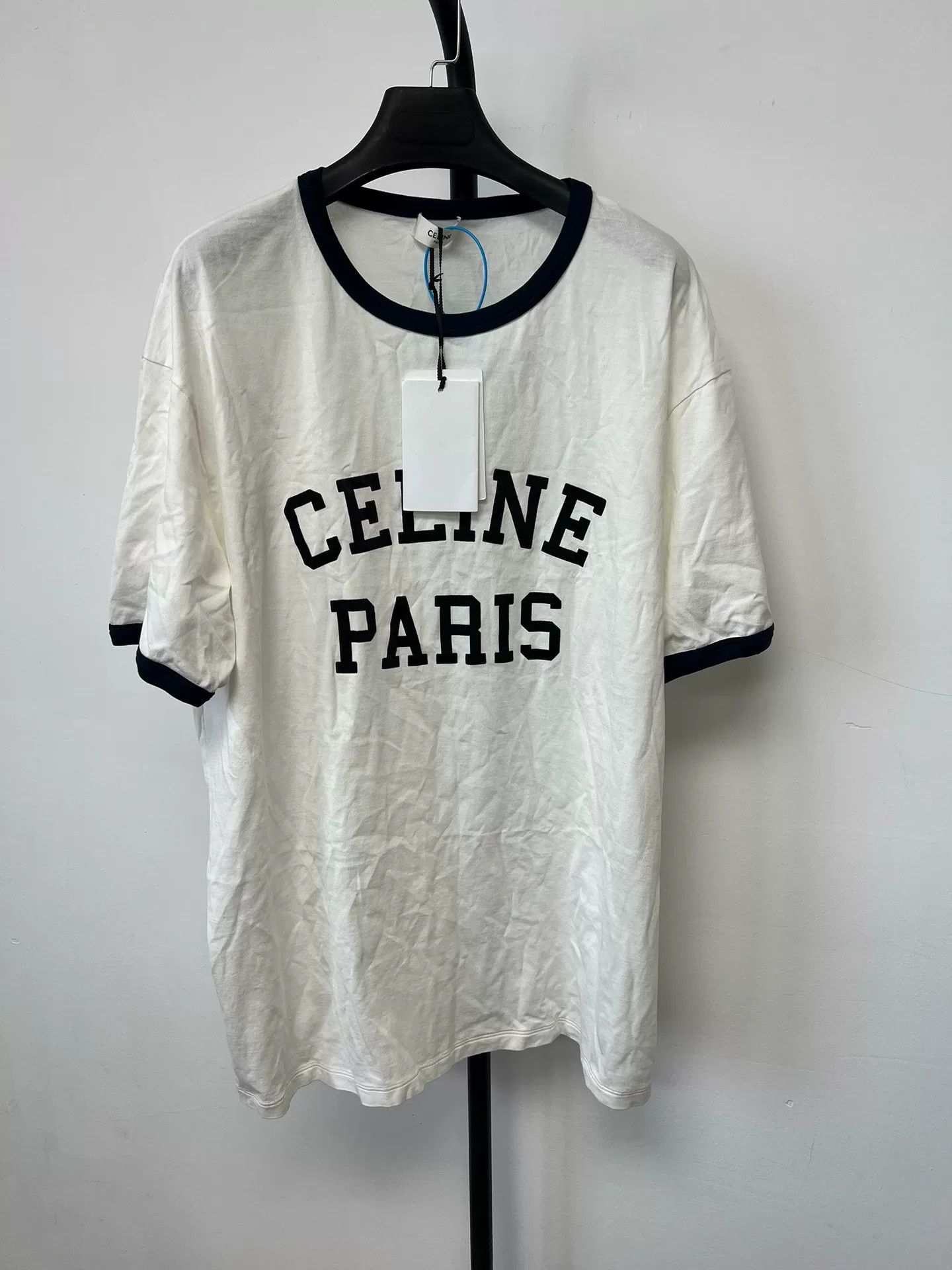 Celine Celine Logo Print Ringer T-Shirt Size M Size US M / EU 48-50 / 2 - 2 Thumbnail