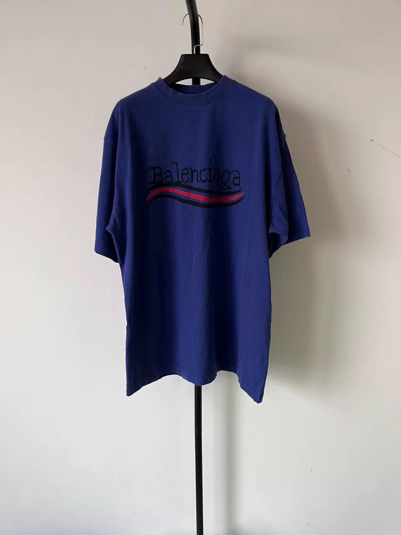 Balenciaga Balenciaga Political Campaign Wave Logo T-Shirt Blue M Size US M / EU 48-50 / 2 - 2 Thumbnail