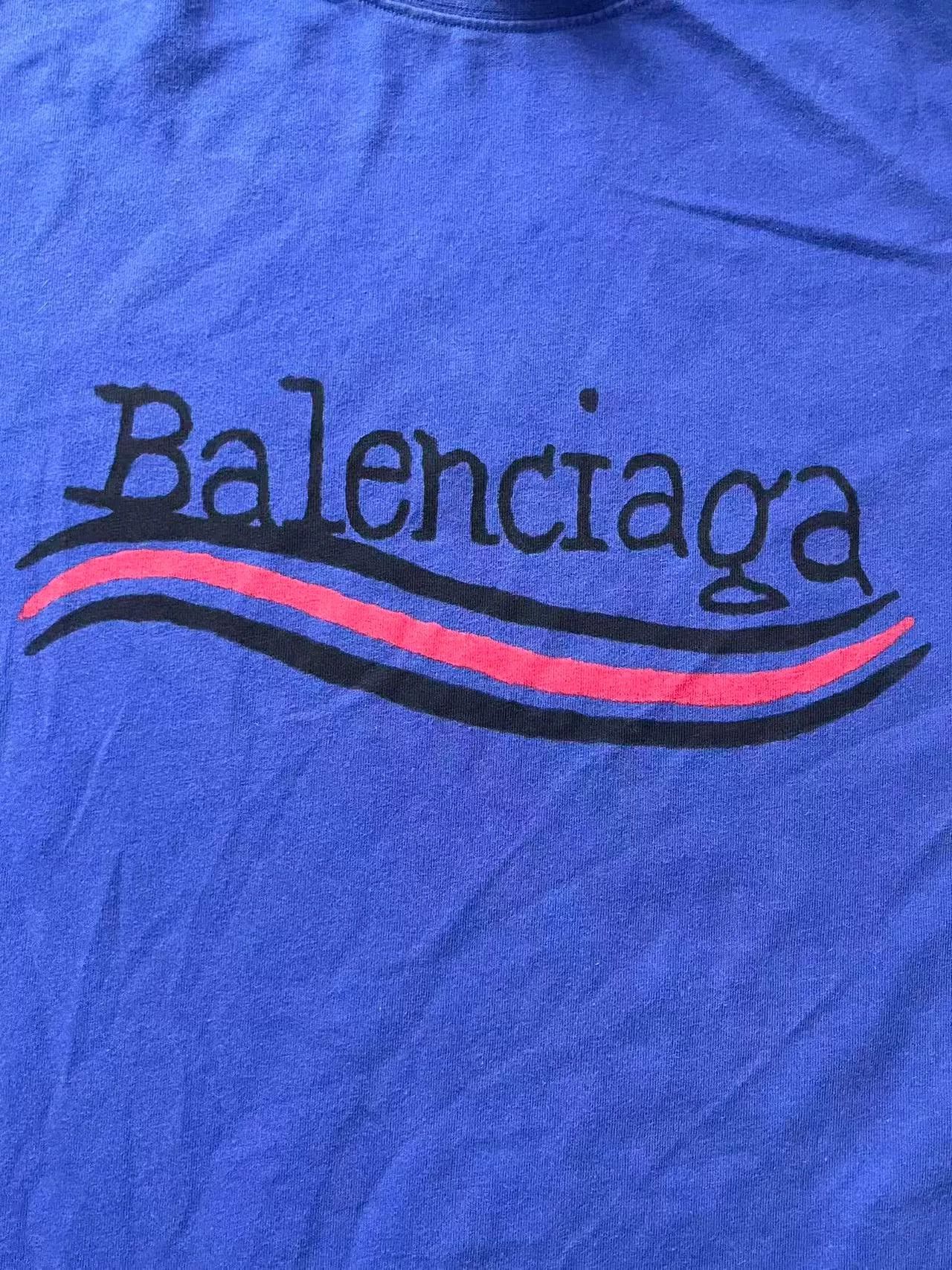 Balenciaga Balenciaga Political Campaign Wave Logo T-Shirt Blue M Size US M / EU 48-50 / 2 - 4 Thumbnail