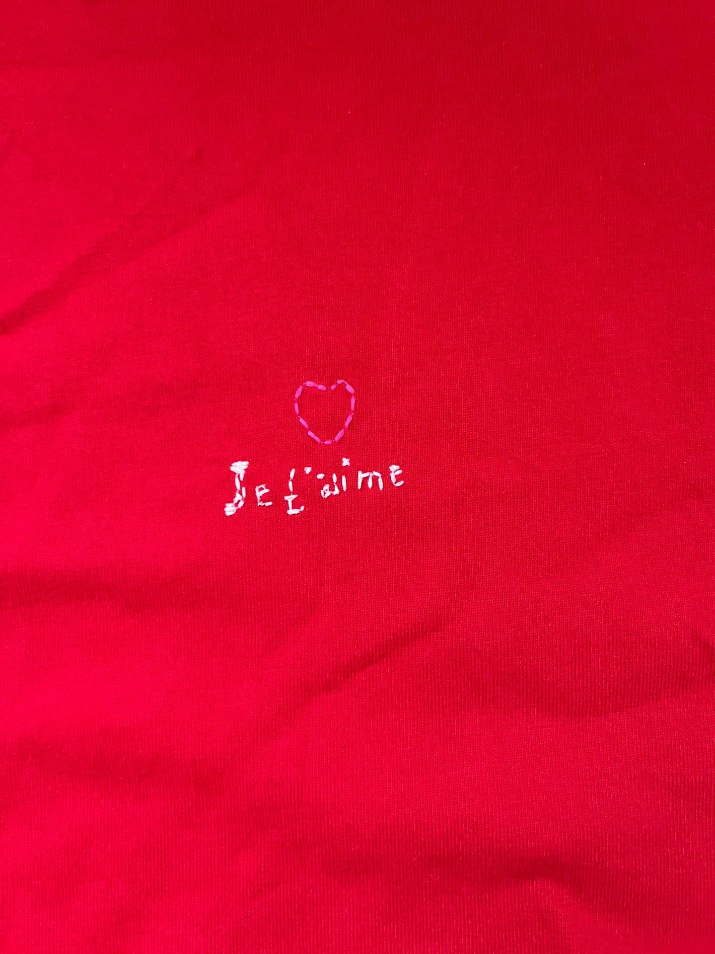 Balenciaga Balenciaga Embroidered Je t'aime T-Shirt Red XL Size US XL / EU 56 / 4 - 4 Thumbnail