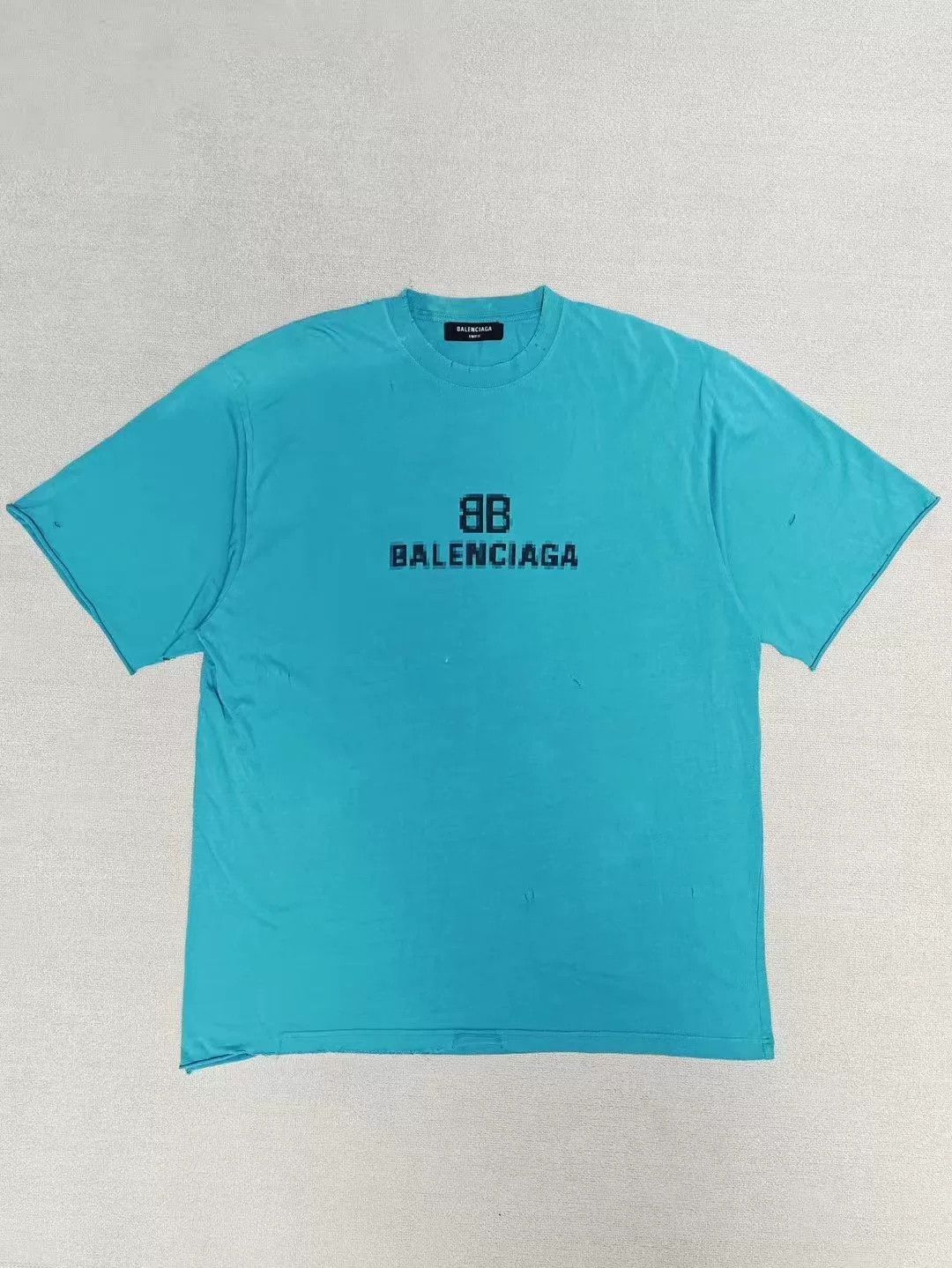 Balenciaga Balenciaga Mosaic Logo Distressed T-Shirt Size XS Size US XS / EU 42 / 0 - 2 Thumbnail