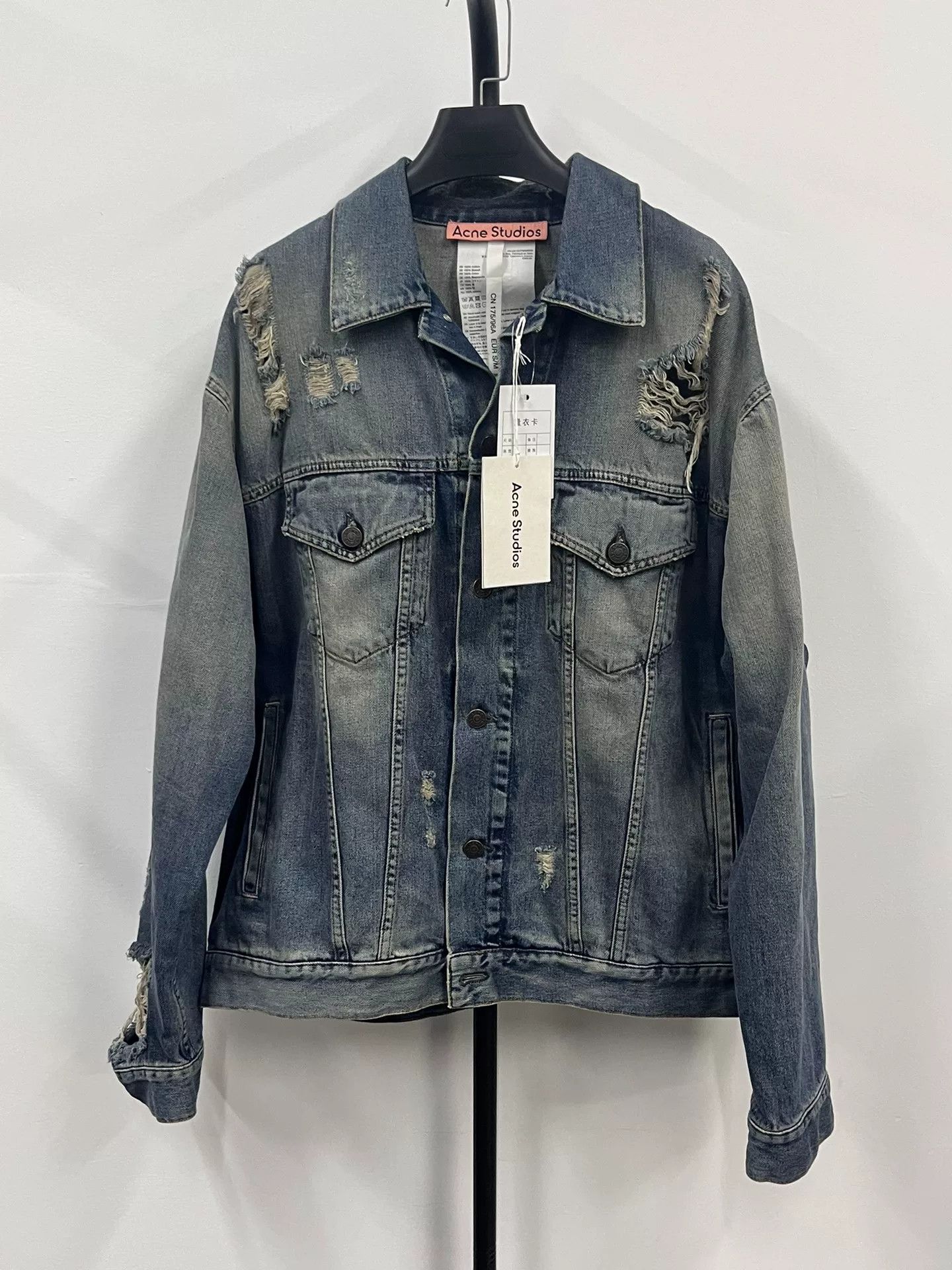 Acne Studios Acne Studios SS23 Distressed Denim Jacket S/M Size US M / EU 48-50 / 2 - 2 Thumbnail
