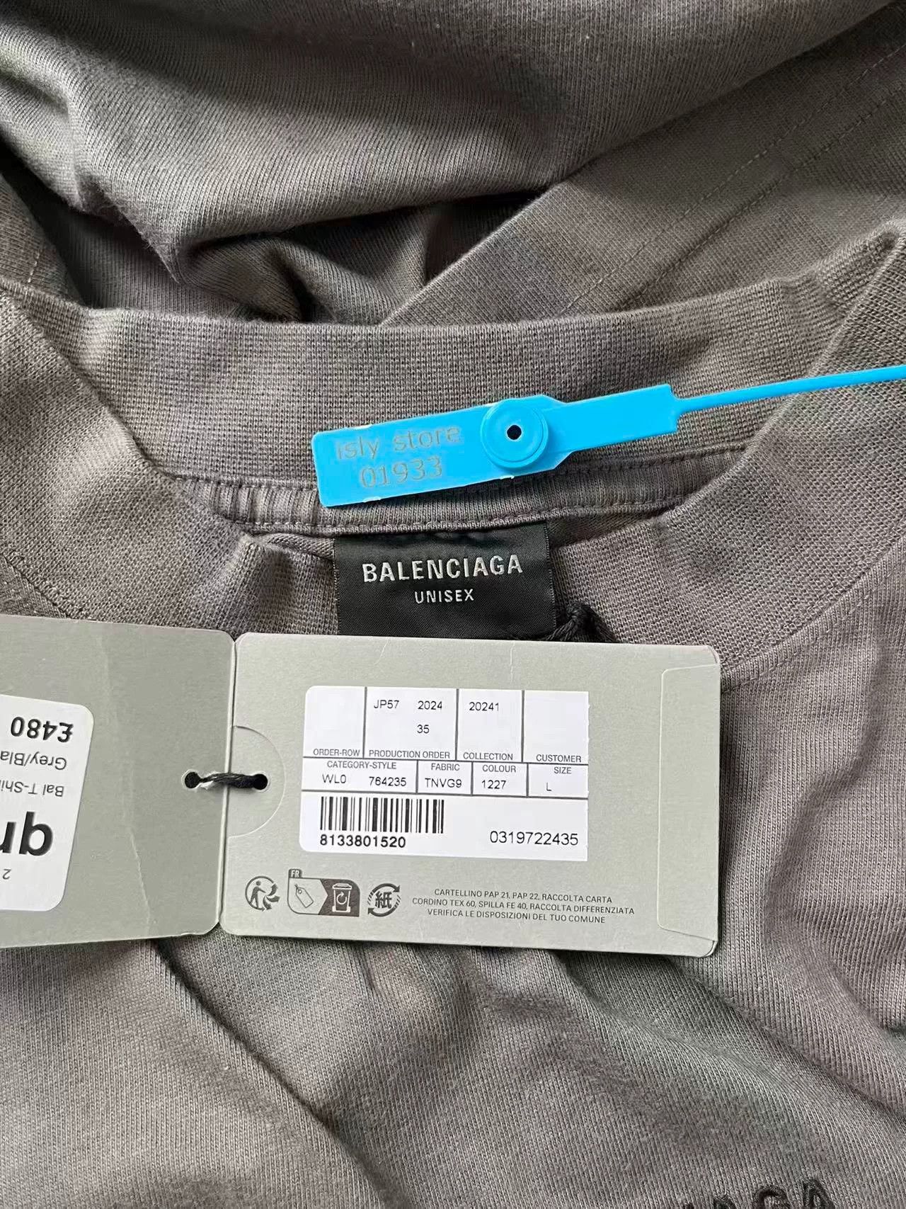 Balenciaga Balenciaga Embroidered Logo T-Shirt Gray L Size US L / EU 52-54 / 3 - 5 Thumbnail