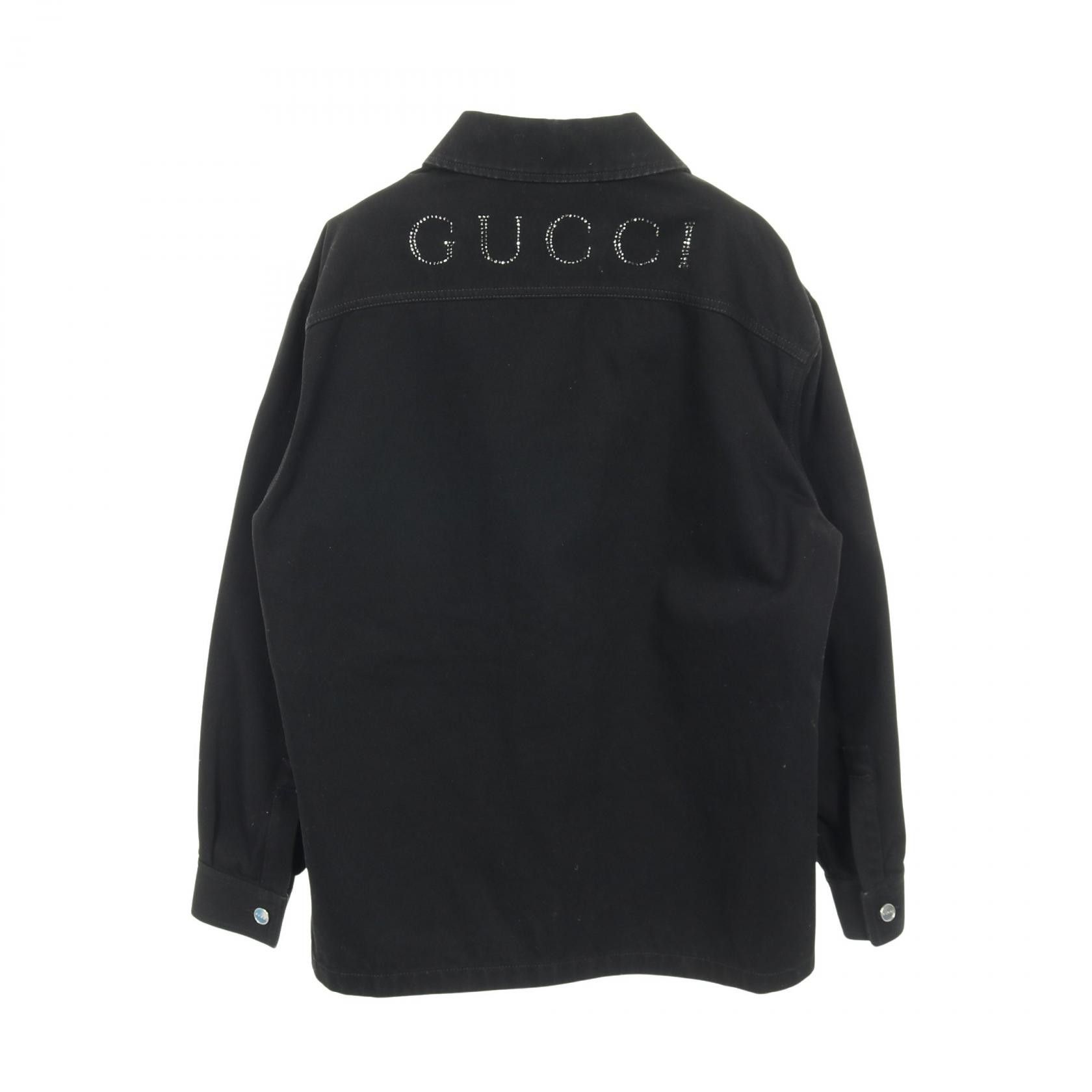 Gucci Gucci Gucci Rhinestone Logo Cotton Denim Jacket Textile Outerwear 804171 DUTY FREE for USA Size ONE SIZE - 2 Thumbnail