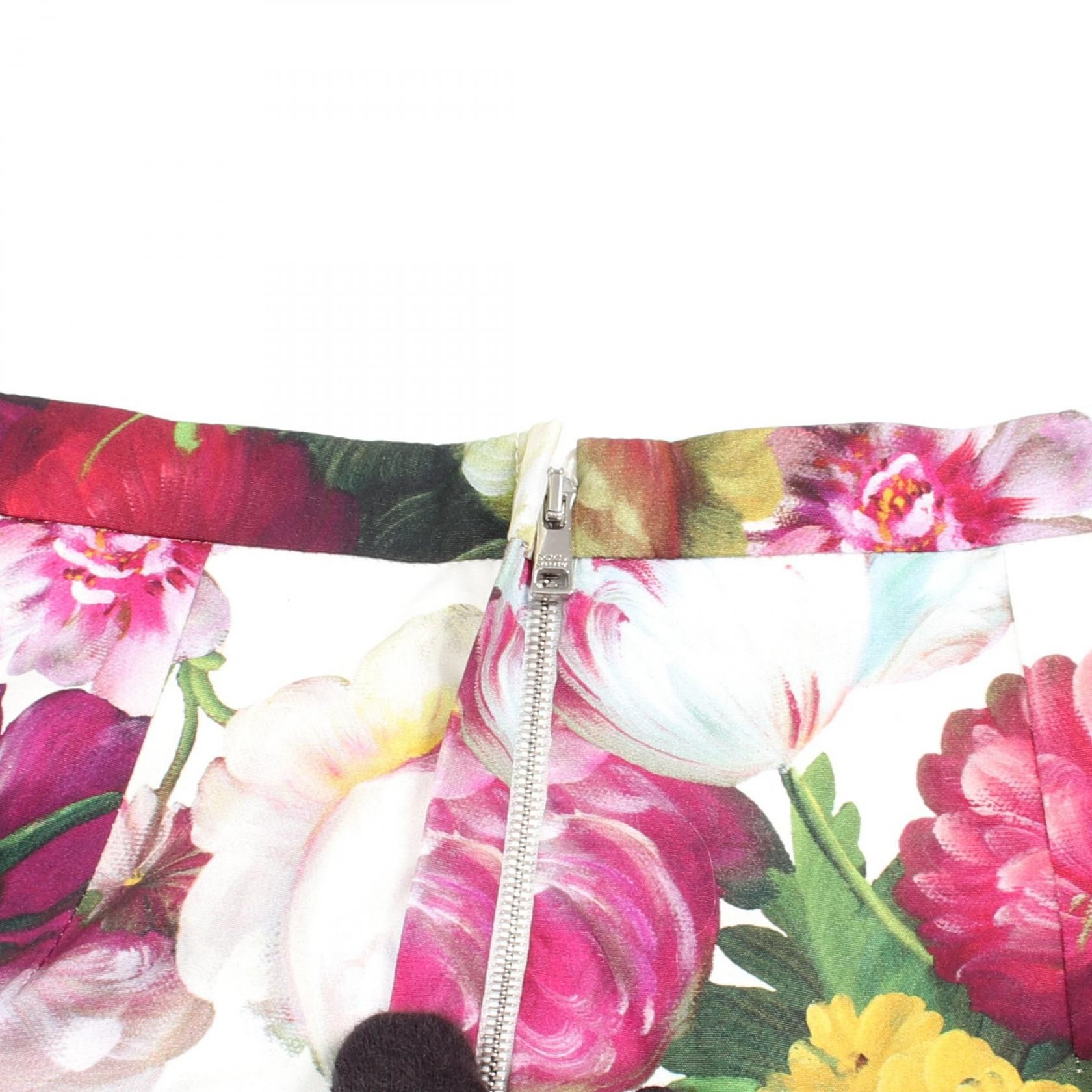 Dolce & Gabbana Dolce & Gabbana Dolce & Gabbana Floral Print Cotton Skirt Textile Skirts F4CFAT40 DUTY FREE for USA Size ONE SIZE - 5 Thumbnail