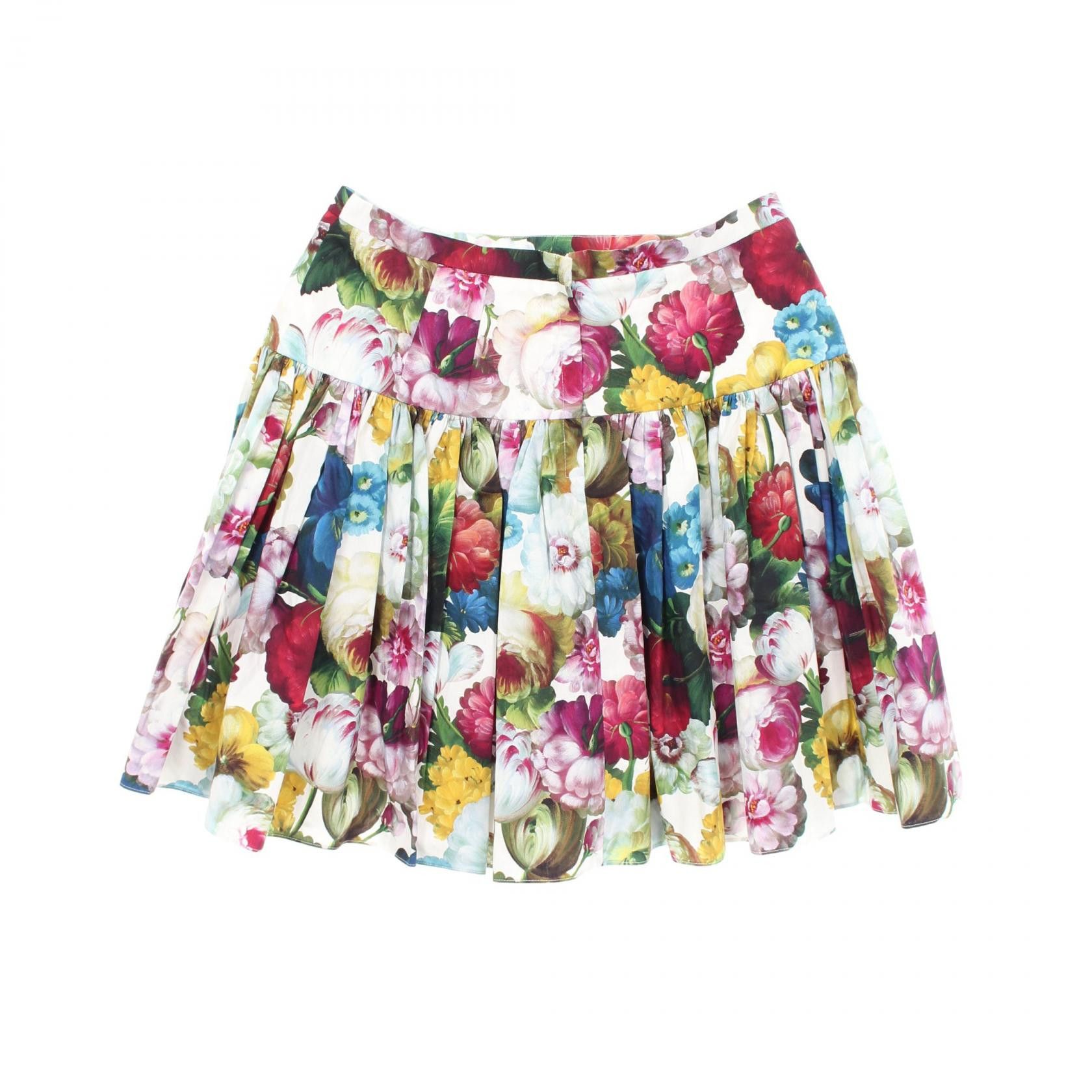 Dolce & Gabbana Dolce & Gabbana Dolce & Gabbana Floral Print Cotton Skirt Textile Skirts F4CFAT40 DUTY FREE for USA Size ONE SIZE - 2 Thumbnail