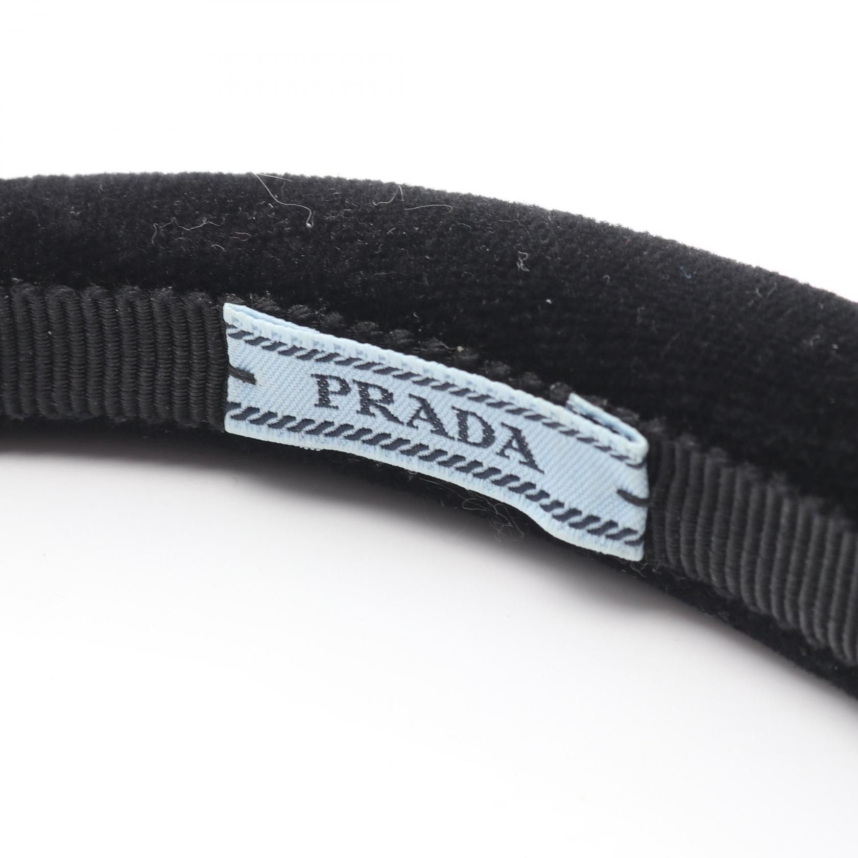 Prada Prada Prada Triangle Logo Velour Headband Textile Other DUTY FREE for USA Size ONE SIZE - 3 Thumbnail