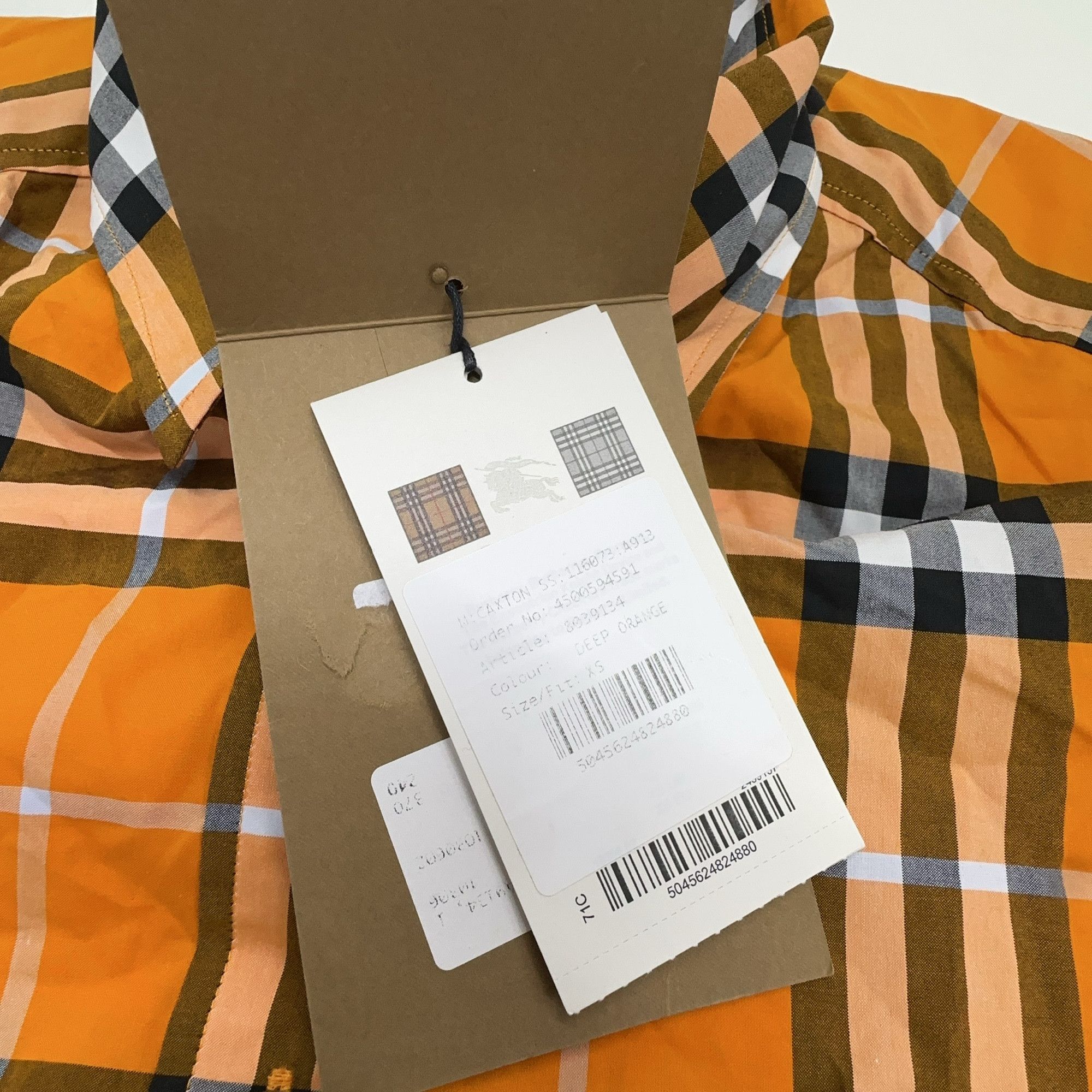 Burberry Burberry Orange Check Short Sleeve Shirt XS Size US XS / EU 42 / 0 - 3 Thumbnail