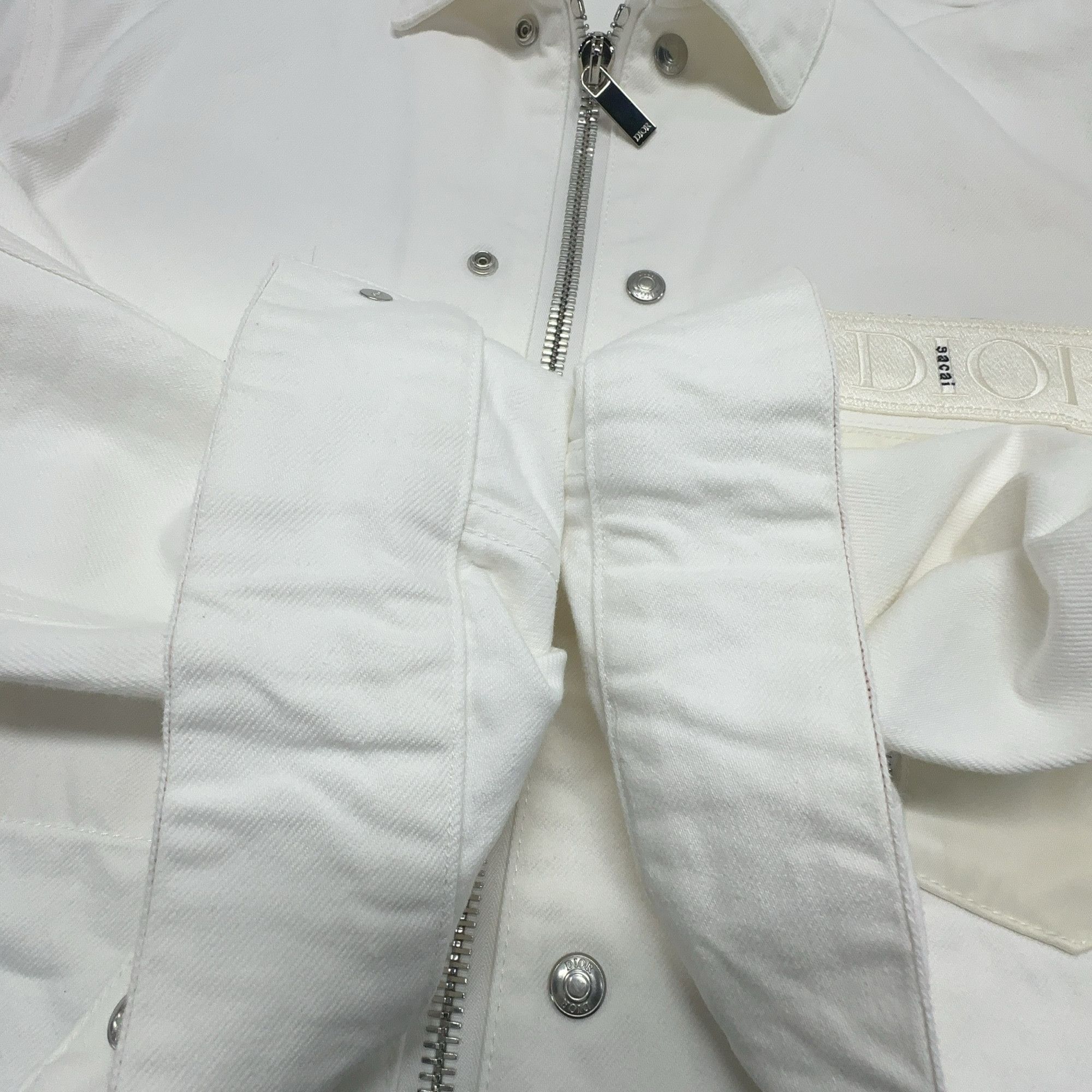 Dior Dior x Sacai White Zip Denim Jacket 48 Size US M / EU 48-50 / 2 - 9 Thumbnail