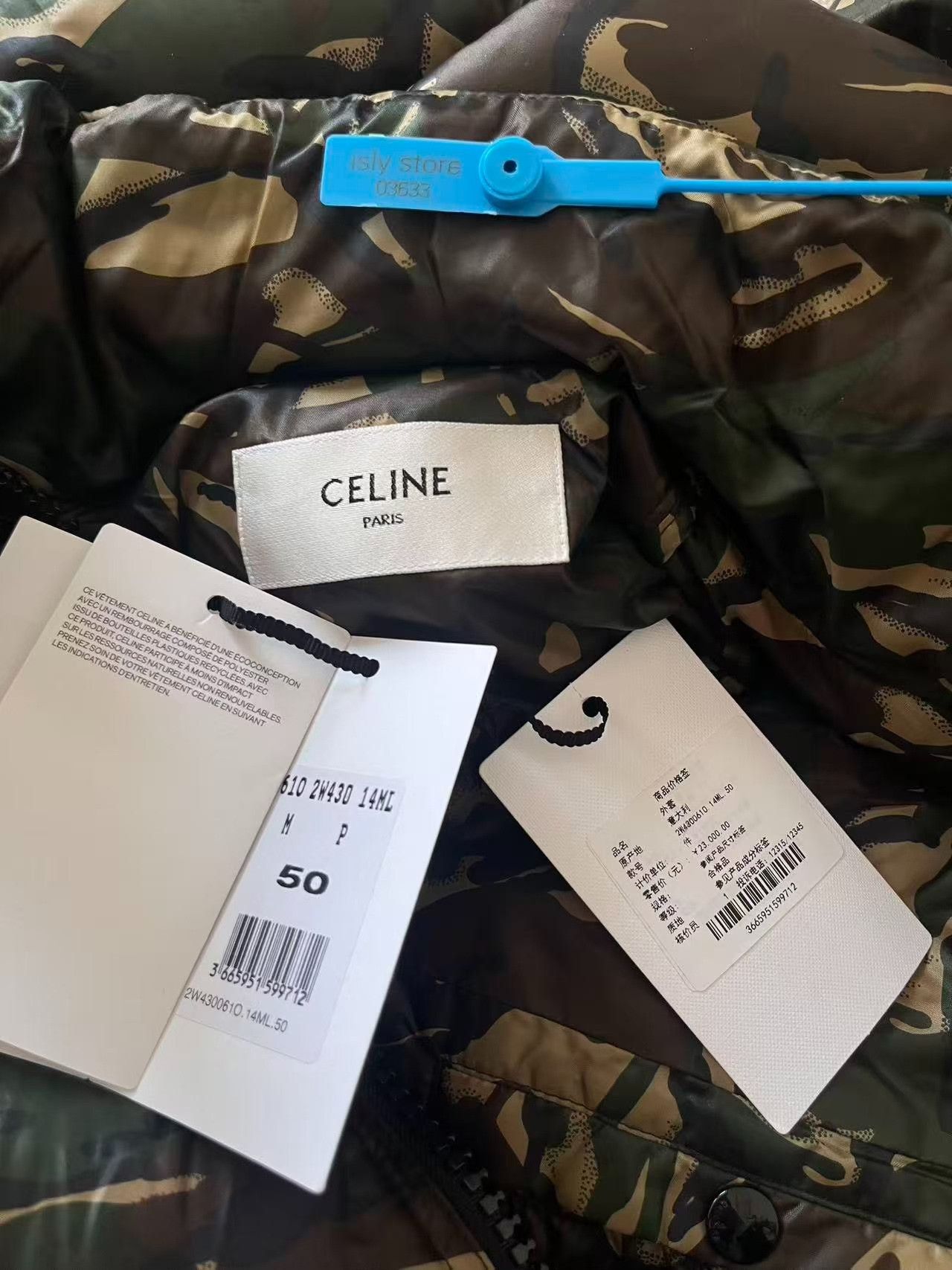 Celine Celine Camo Logo Puffer Jacket 50 Size US M / EU 48-50 / 2 - 5 Thumbnail