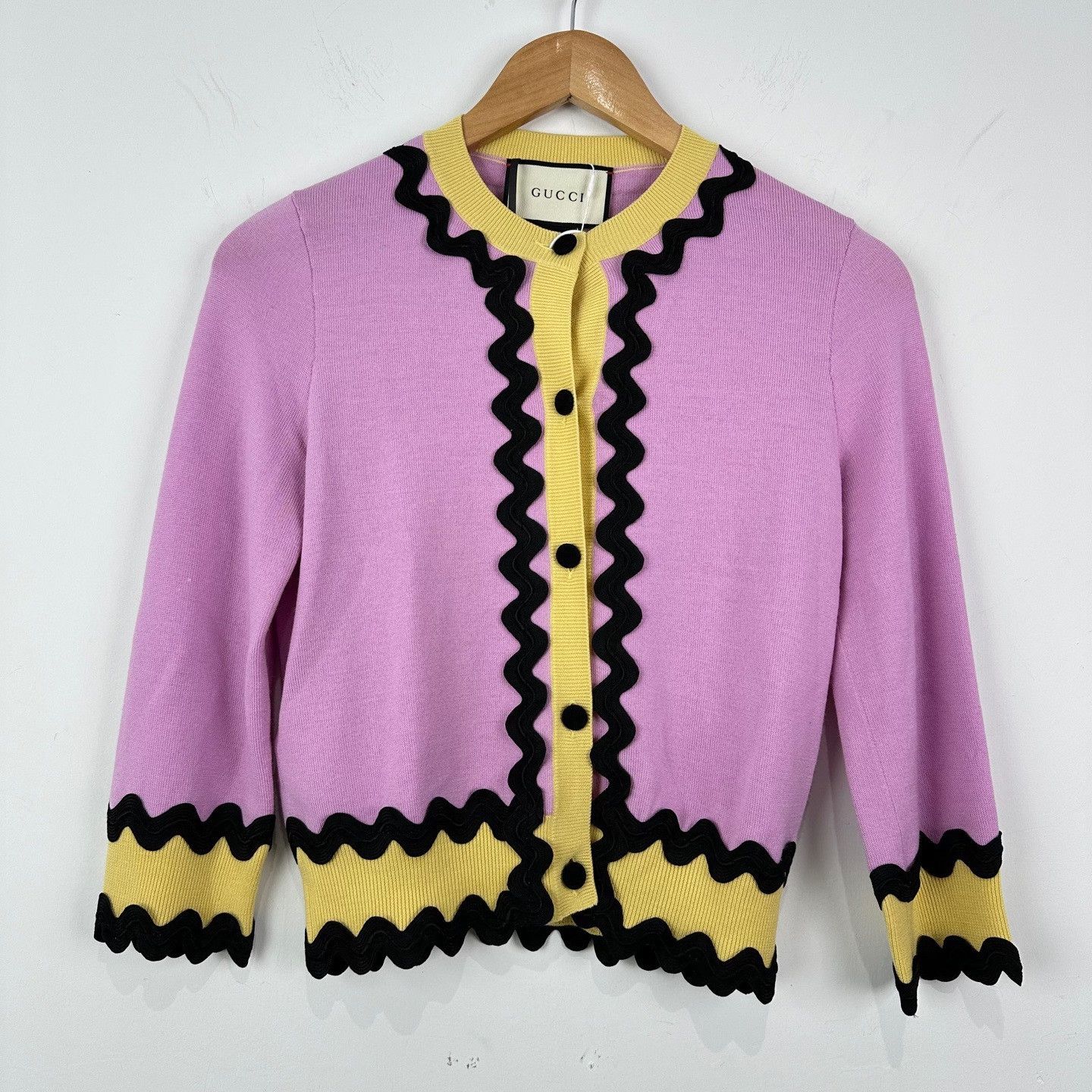 Gucci Gucci Wavy Trim Wool Cardigan S Size S / US 4 / IT 40 - 2 Thumbnail