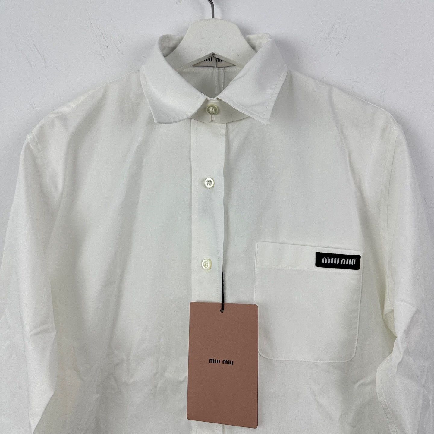 Miu Miu Miu Miu Logo Patch Sharp Collar Shirt IT 40 Size S / US 4 / IT 40 - 6 Thumbnail