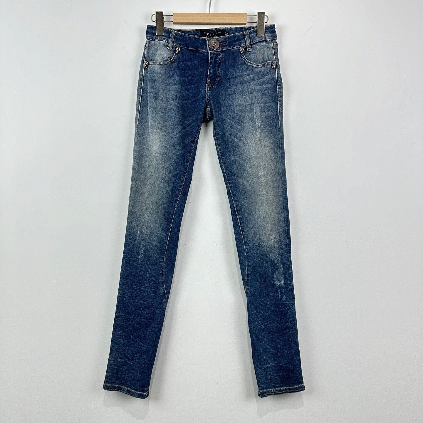 Philipp Plein Philipp Plein Skull Detail Skinny Jeans 26 Size 26" / US 2 / IT 38 - 2 Thumbnail