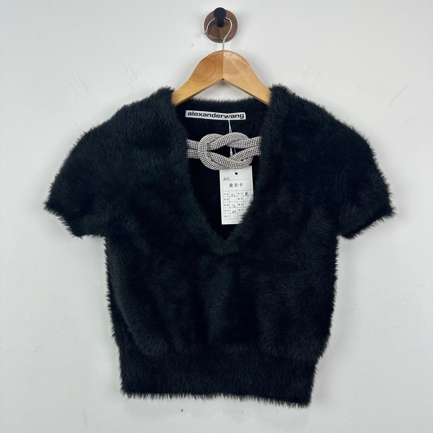 Alexander Wang Alexander Wang Rhinestone Knot Plush Sweater XS Size XS / US 0-2 / IT 36-38 - 2 Thumbnail