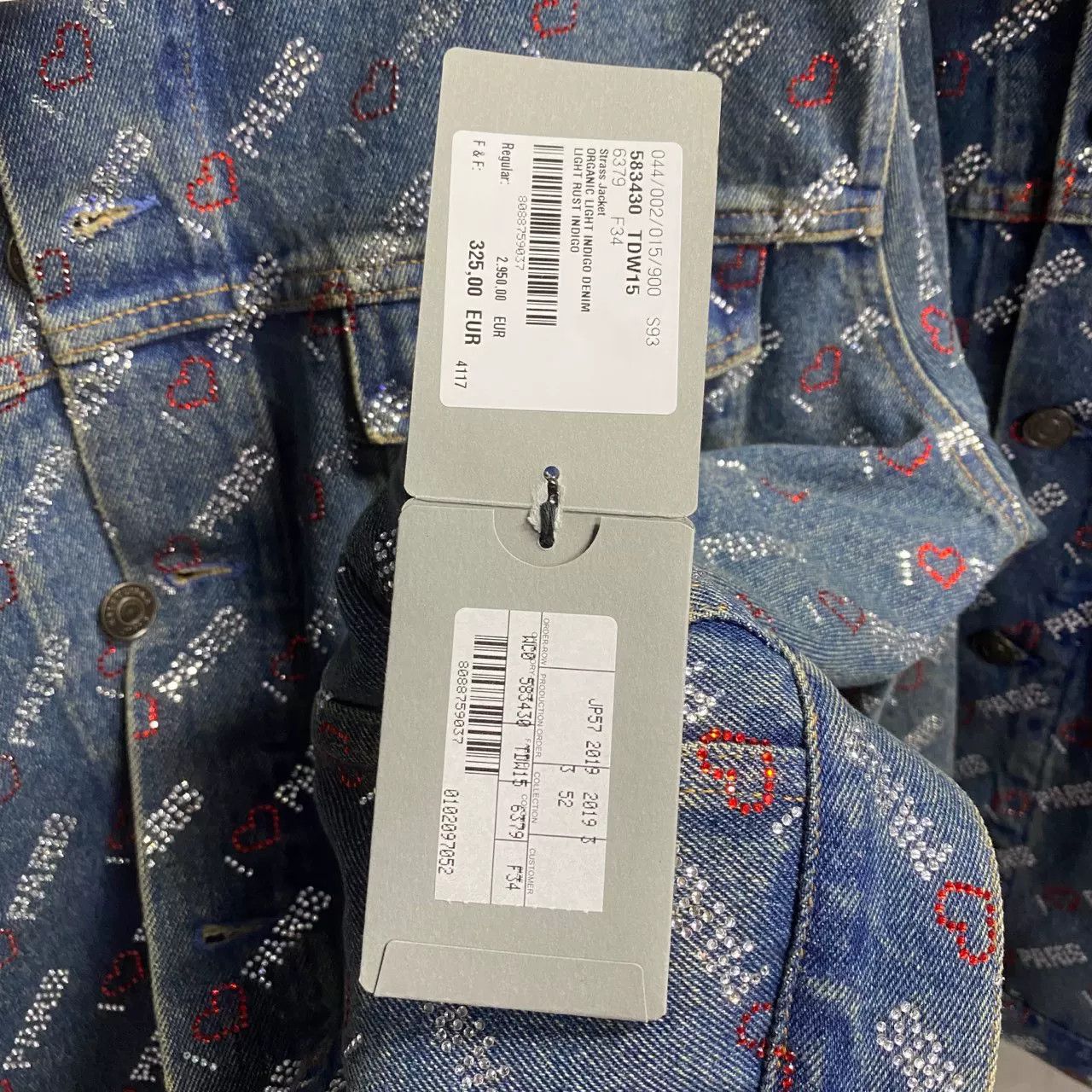 Balenciaga Balenciaga I Love Paris Strass Denim Jacket 36 Size XS / US 0-2 / IT 36-38 - 7 Thumbnail