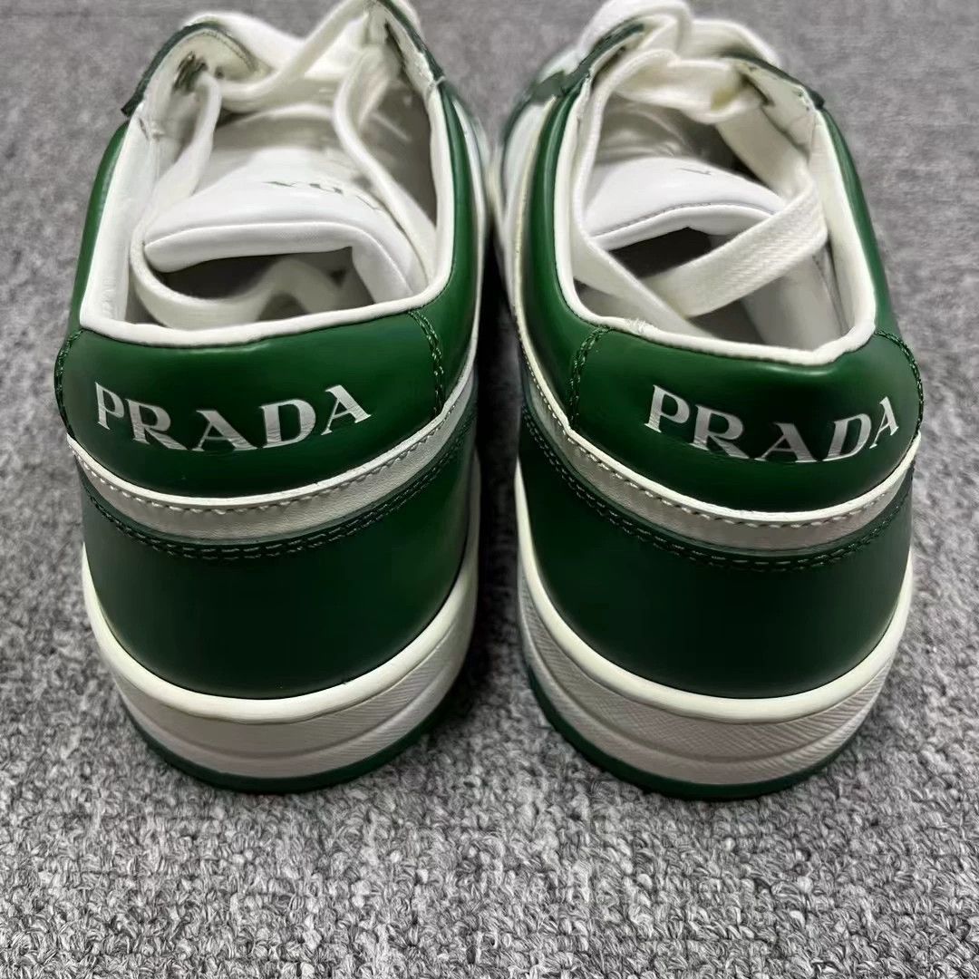 Prada Prada Green/White Leather Low-Top Sneakers Size 40 Size US 7 / EU 40 - 4 Thumbnail