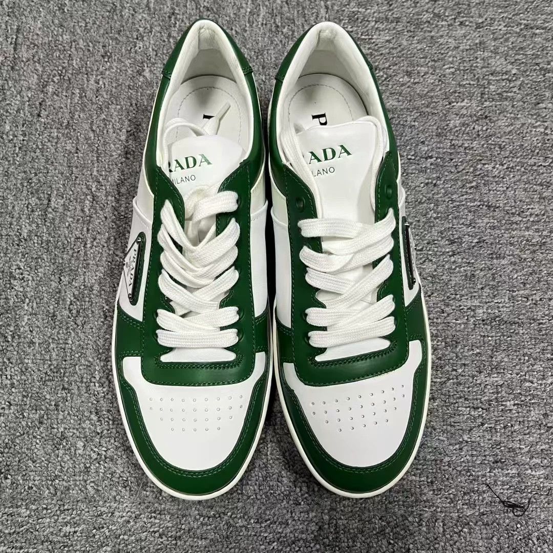 Prada Prada Green/White Leather Low-Top Sneakers Size 40 Size US 7 / EU 40 - 3 Thumbnail