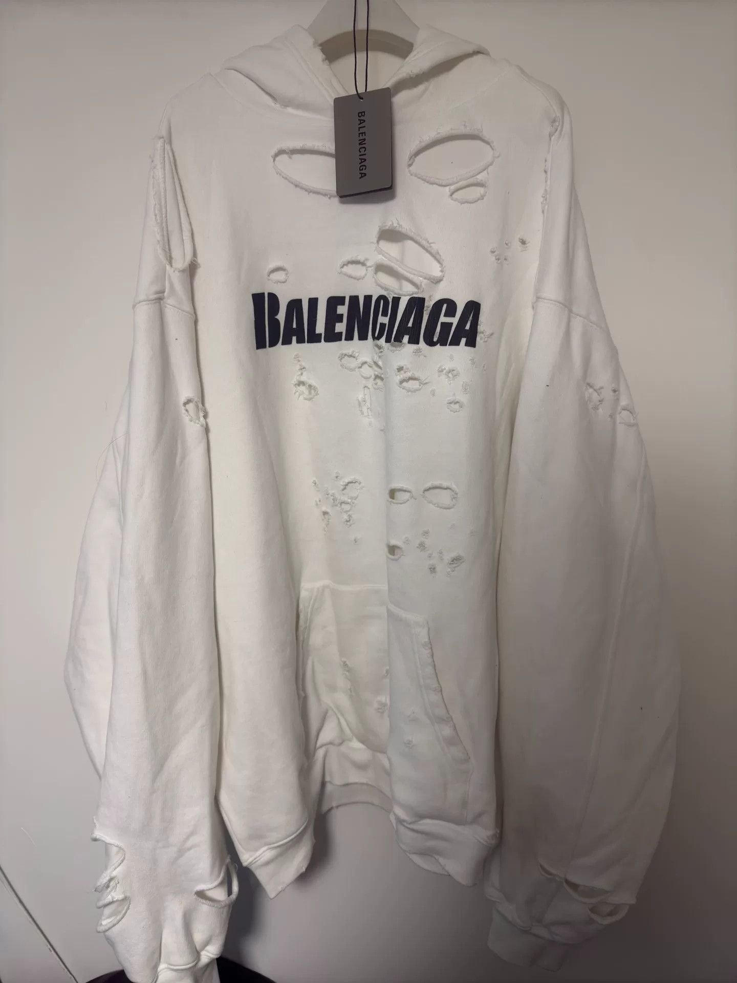 Balenciaga Balenciaga Distressed Layered Hoodie Size S Size US S / EU 44-46 / 1 - 2 Thumbnail