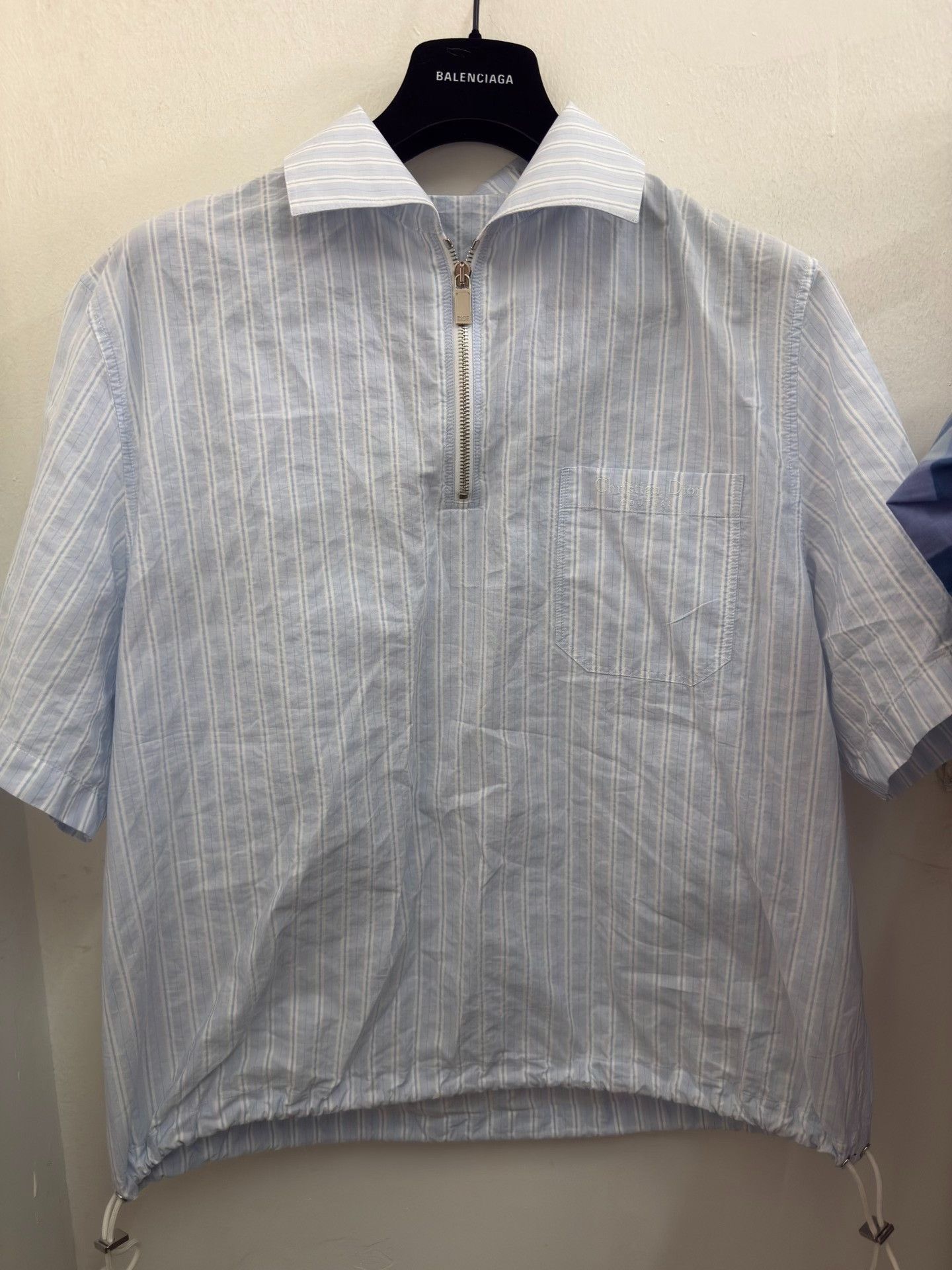 Dior Dior Striped Half-Zip Short Sleeve Shirt Size 50 Size US M / EU 48-50 / 2 - 2 Thumbnail
