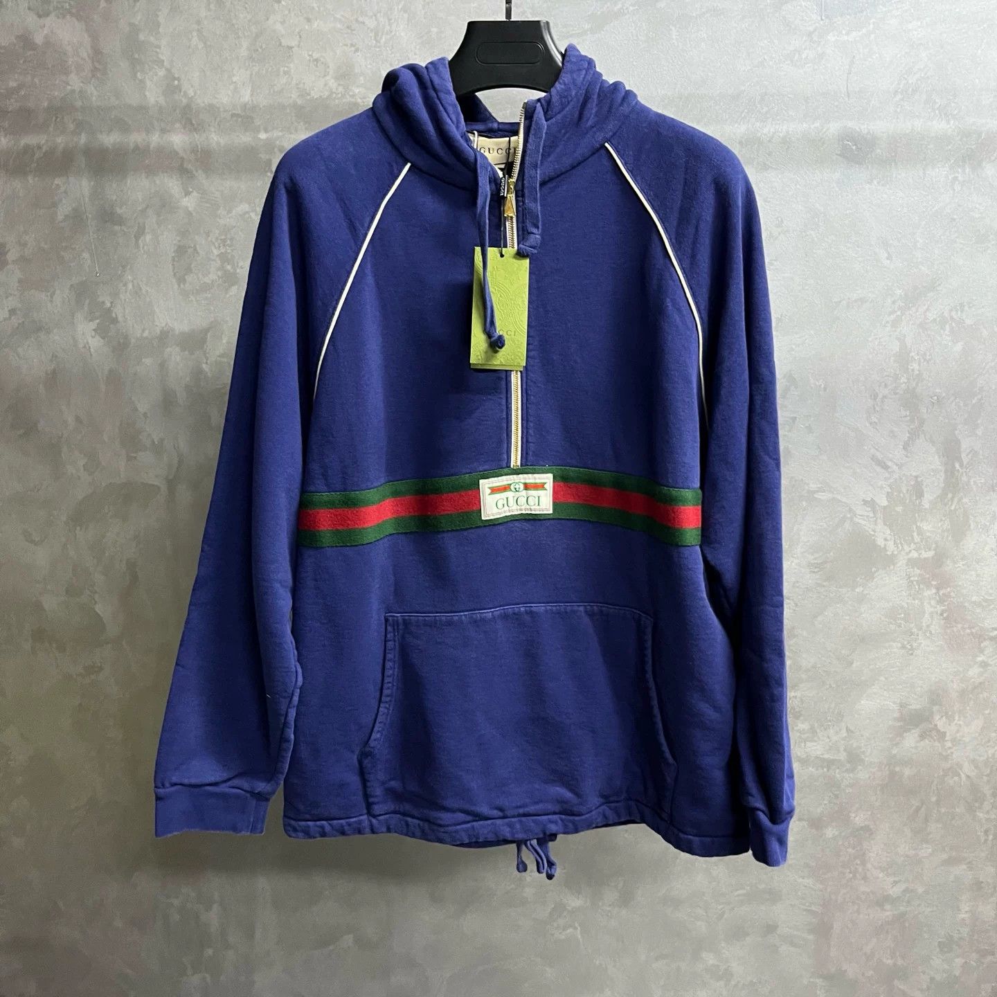 Gucci Gucci Web Stripe Logo Half-Zip Hoodie Size L Size US L / EU 52-54 / 3 - 2 Thumbnail