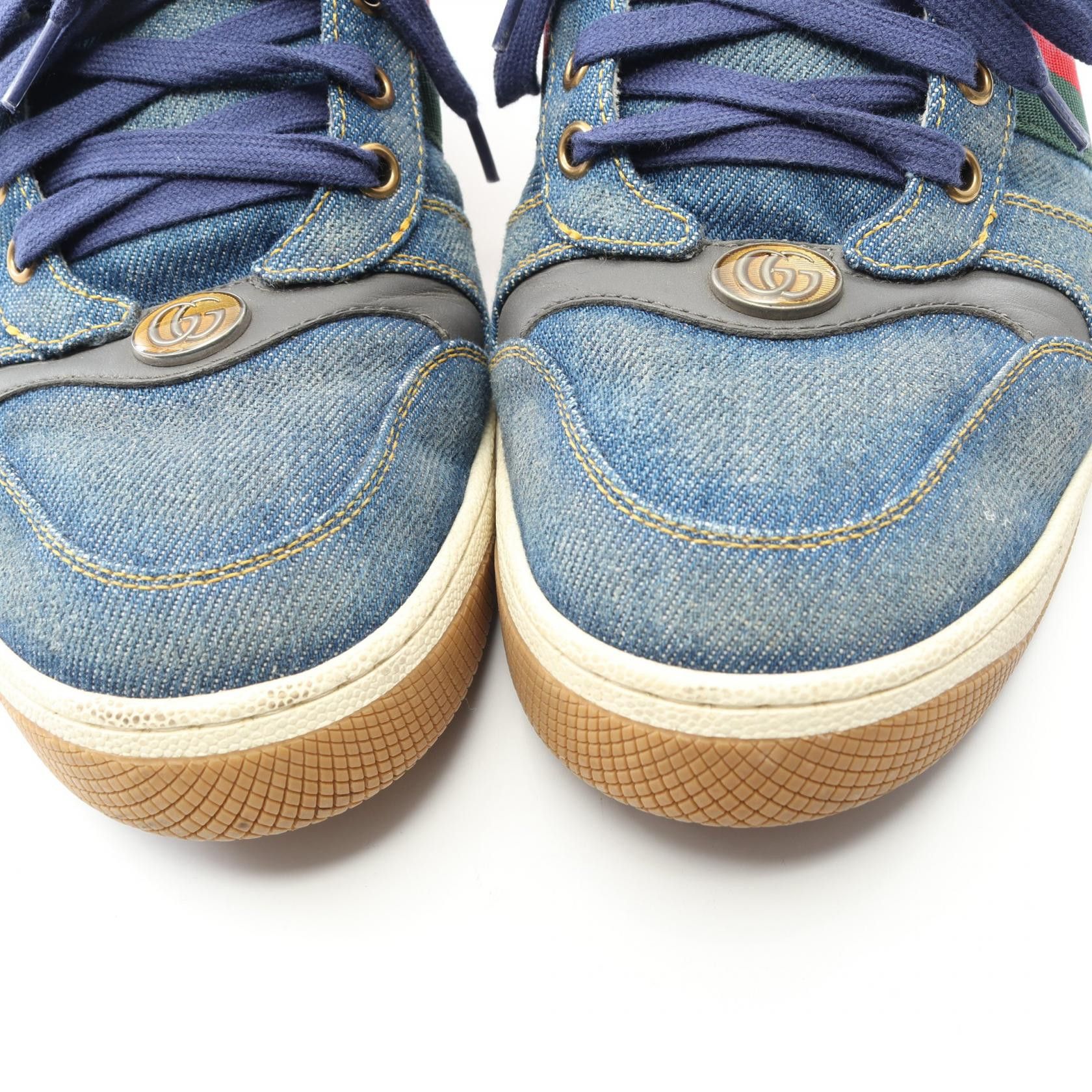 Gucci Gucci Gucci Screener Denim Leather Sneakers Leather Shoes 771097 DUTY FREE for USA Size ONE SIZE - 9 Thumbnail