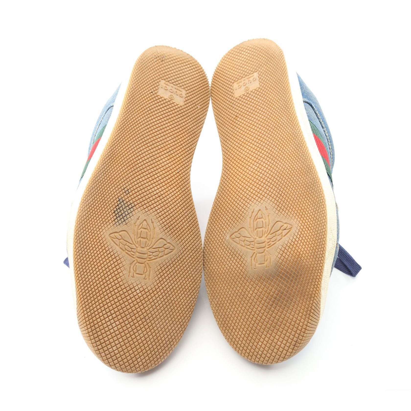 Gucci Gucci Gucci Screener Denim Leather Sneakers Leather Shoes 771097 DUTY FREE for USA Size ONE SIZE - 4 Thumbnail