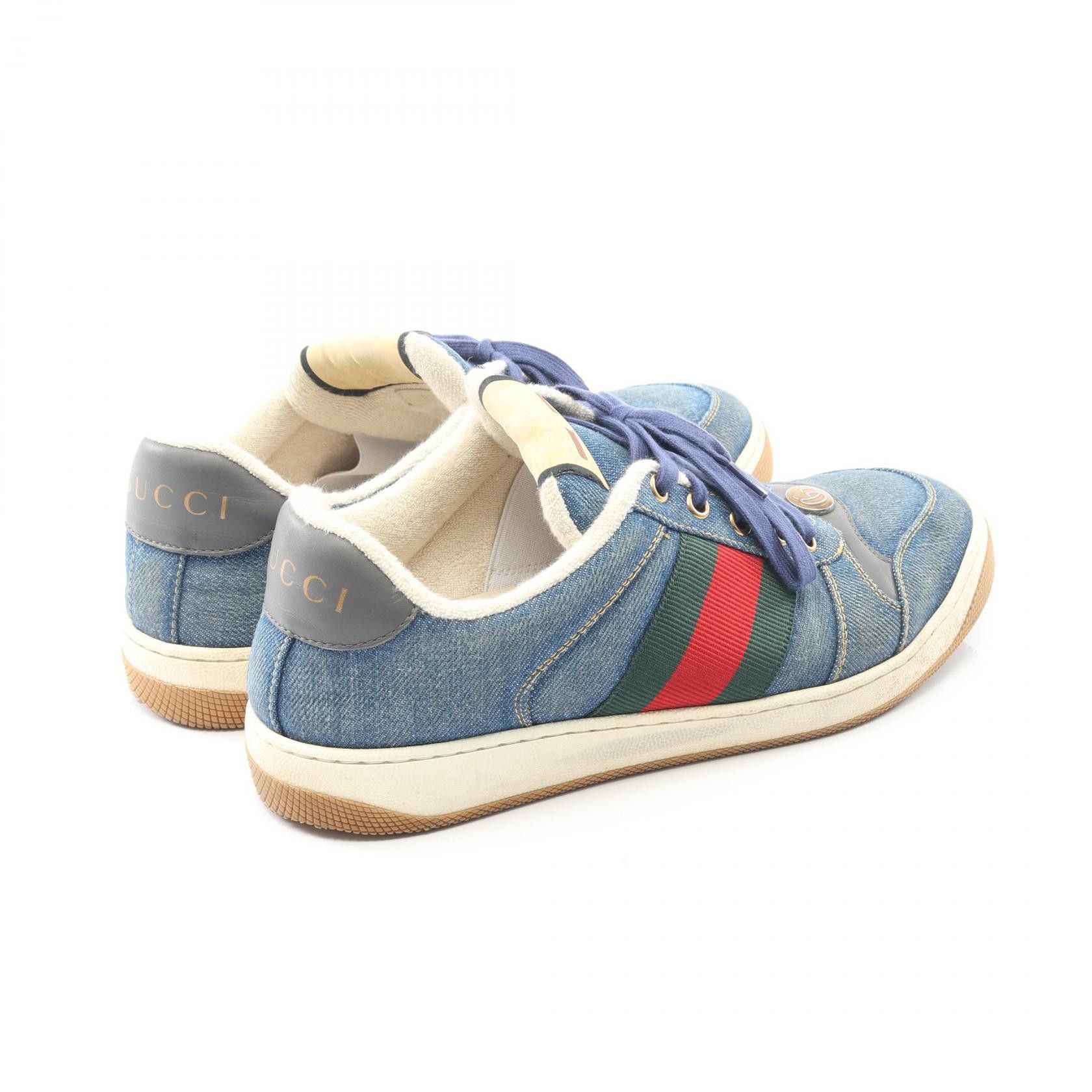 Gucci Gucci Gucci Screener Denim Leather Sneakers Leather Shoes 771097 DUTY FREE for USA Size ONE SIZE - 2 Thumbnail